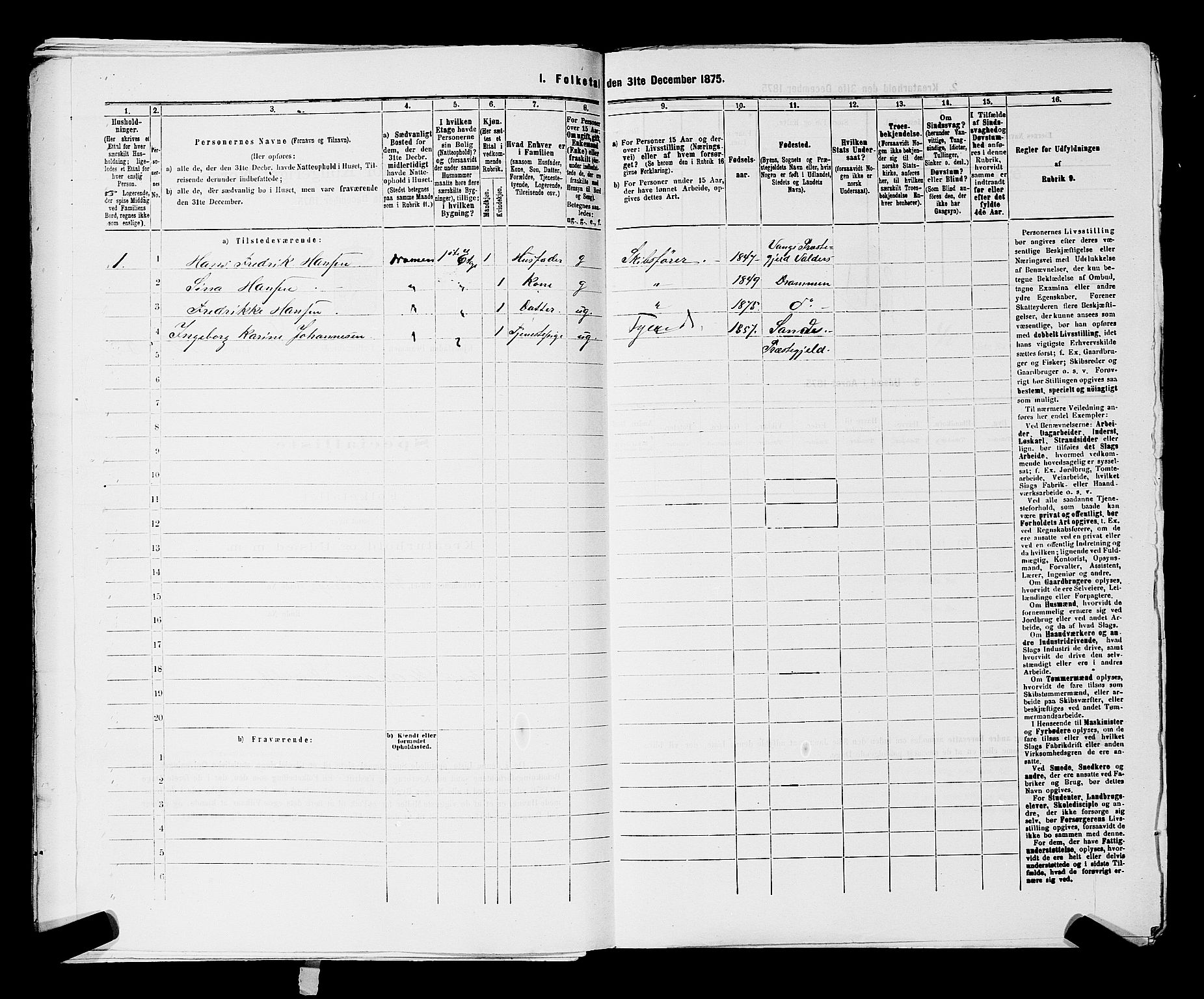 SAKO, 1875 census for 0602 Drammen, 1875, p. 3442
