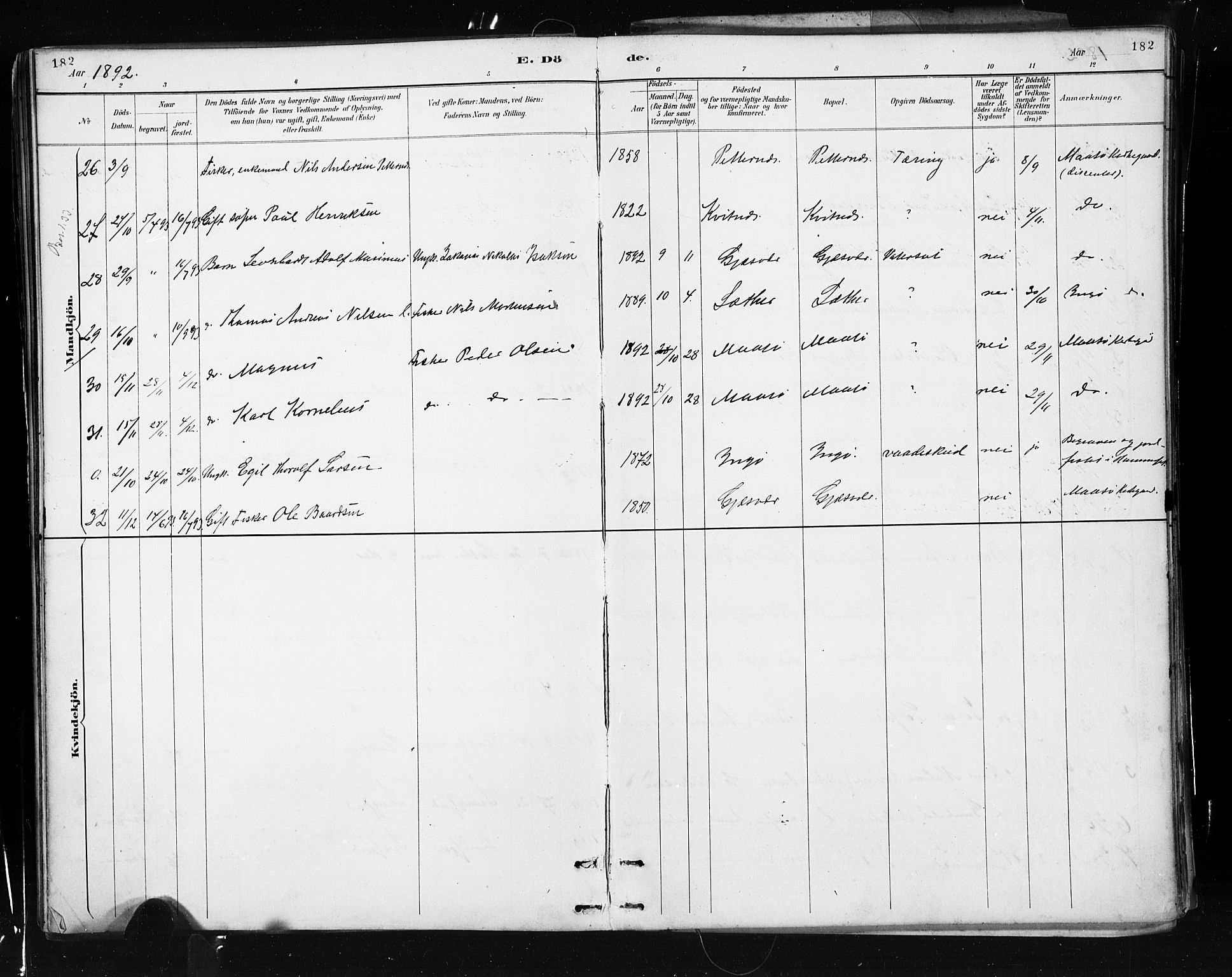 Måsøy sokneprestkontor, AV/SATØ-S-1348/H/Ha/L0005kirke: Parish register (official) no. 5, 1892-1902, p. 182