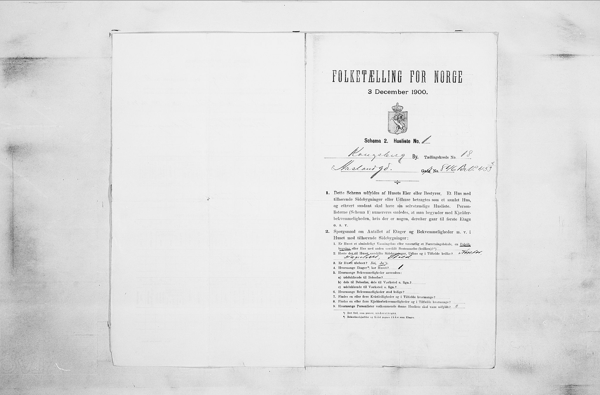 RA, 1900 census for Kongsberg, 1900, p. 3580