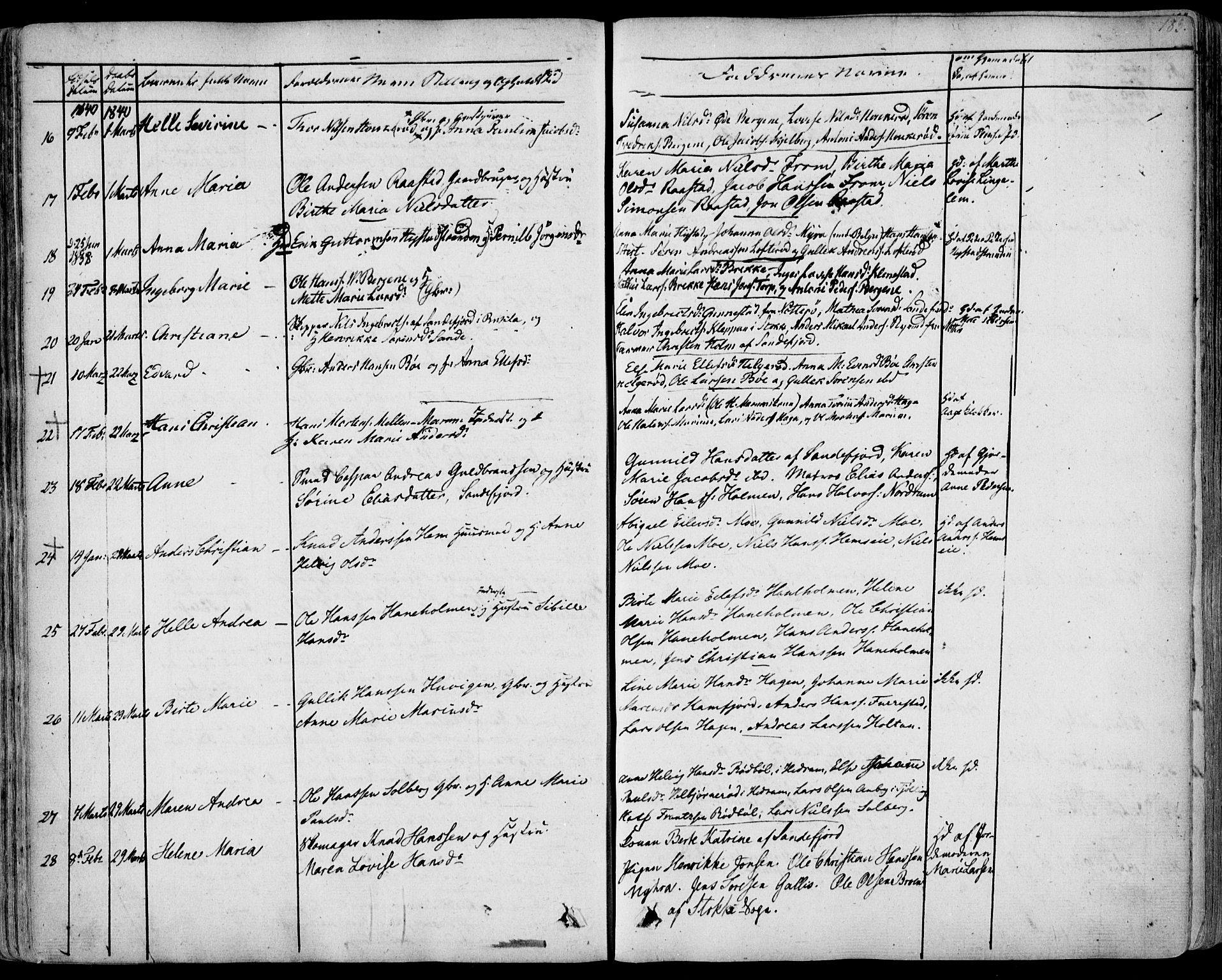 Sandar kirkebøker, SAKO/A-243/F/Fa/L0005: Parish register (official) no. 5, 1832-1847, p. 182-183