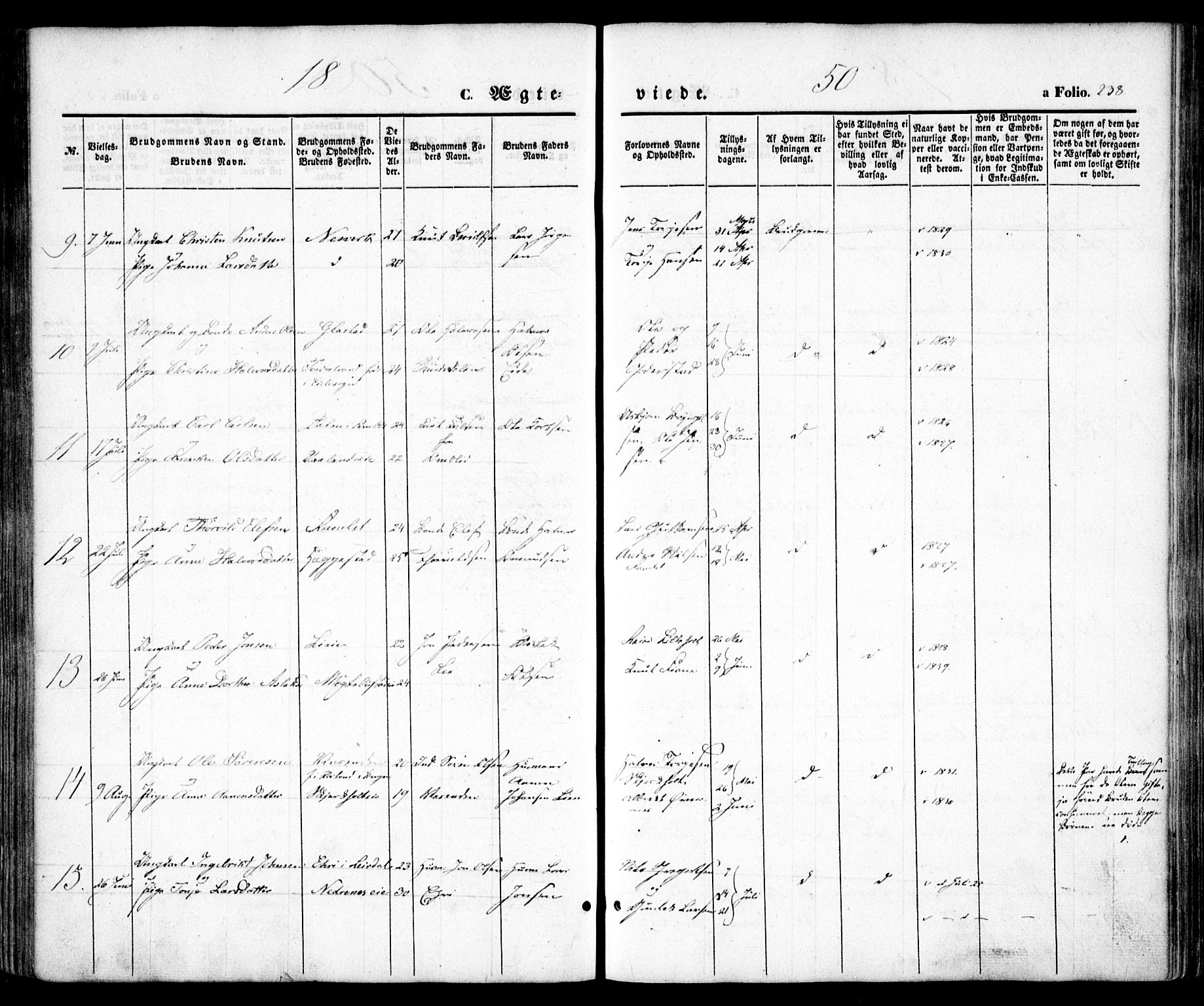 Holt sokneprestkontor, SAK/1111-0021/F/Fa/L0008: Parish register (official) no. A 8, 1849-1860, p. 238