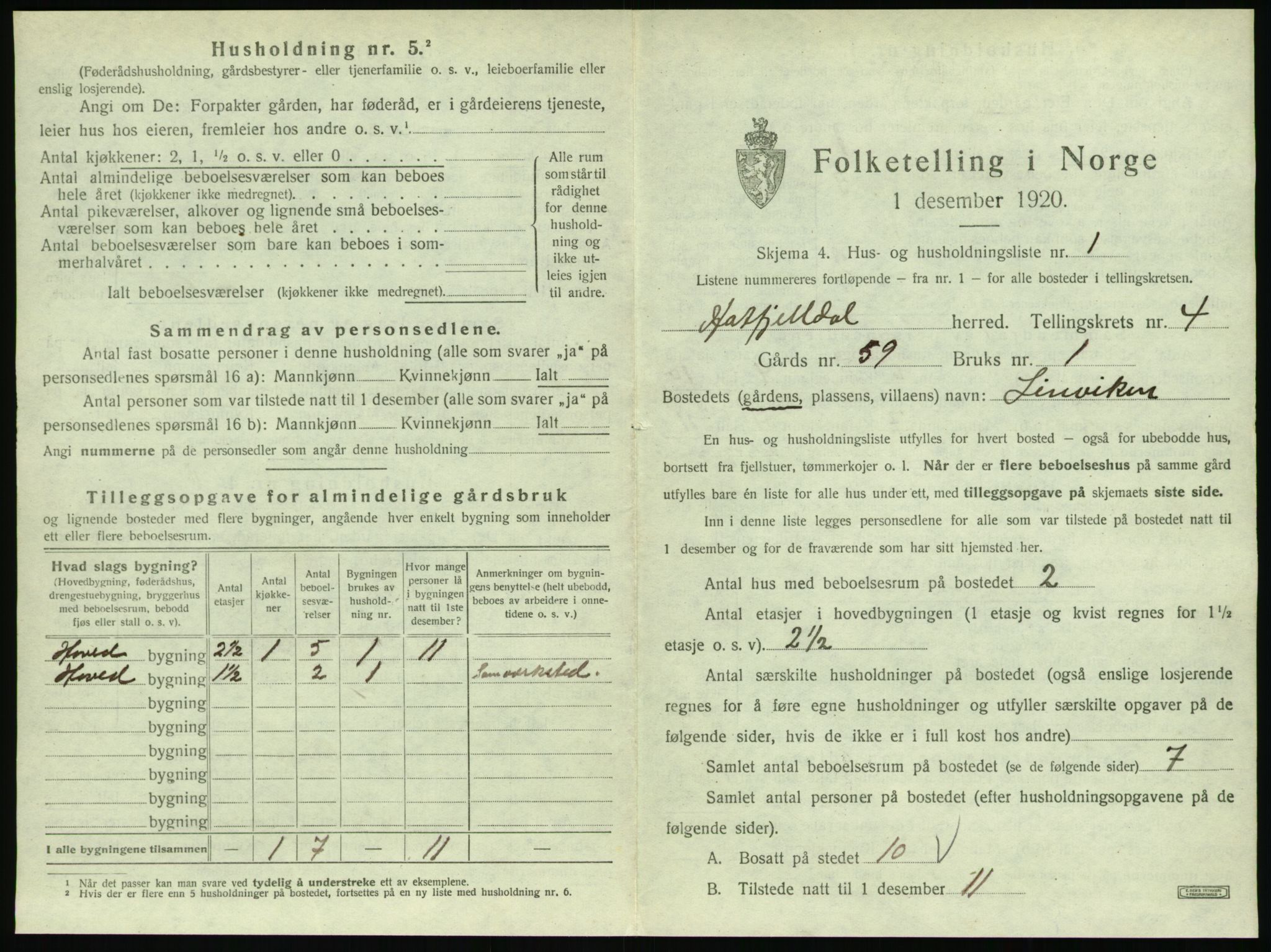 SAT, 1920 census for Hattfjelldal, 1920, p. 126