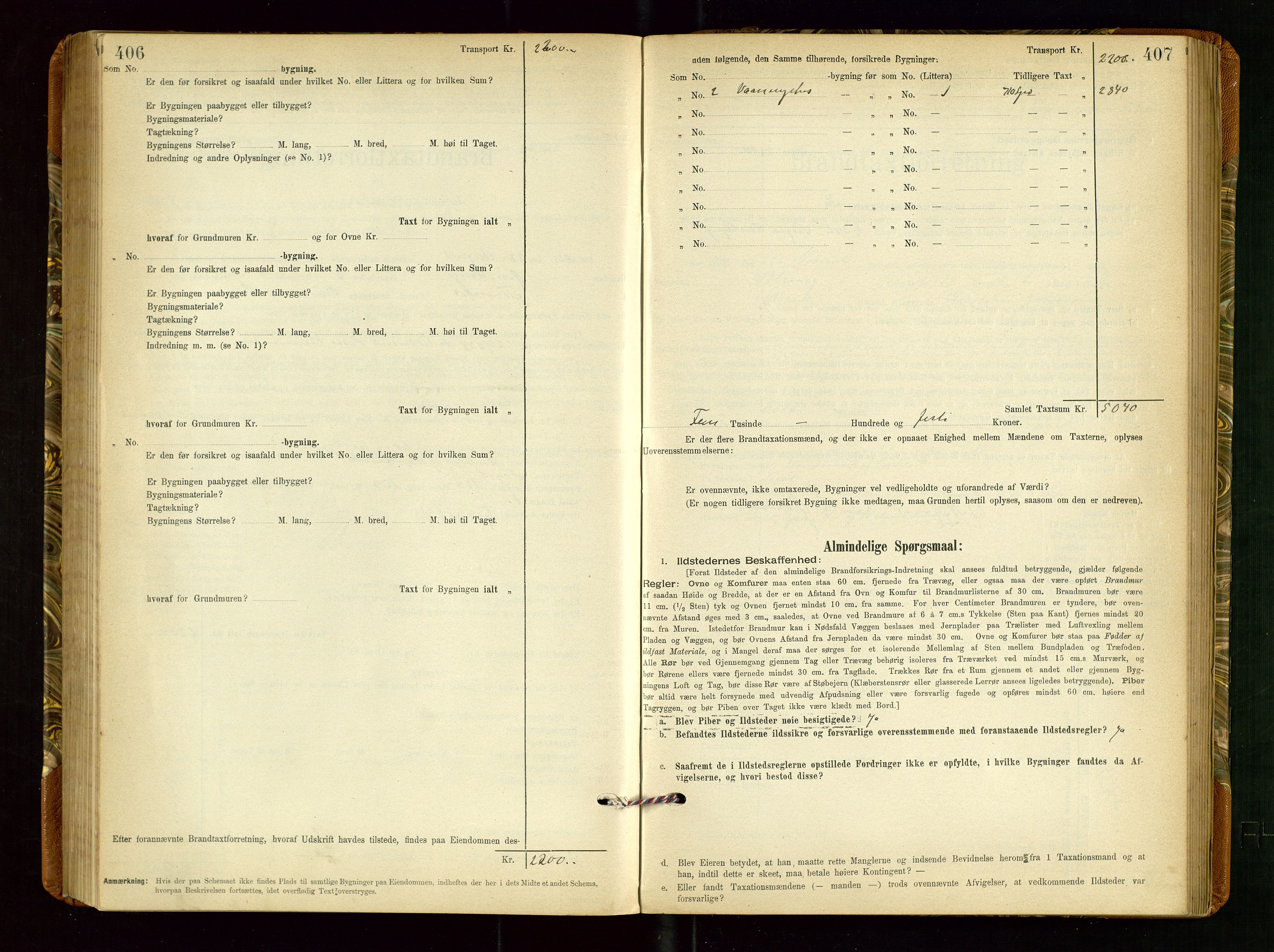 Torvestad lensmannskontor, SAST/A-100307/1/Gob/L0002: "Brandtakstprotokol for Lensmanden i Torvestad", 1900-1905, p. 406-407