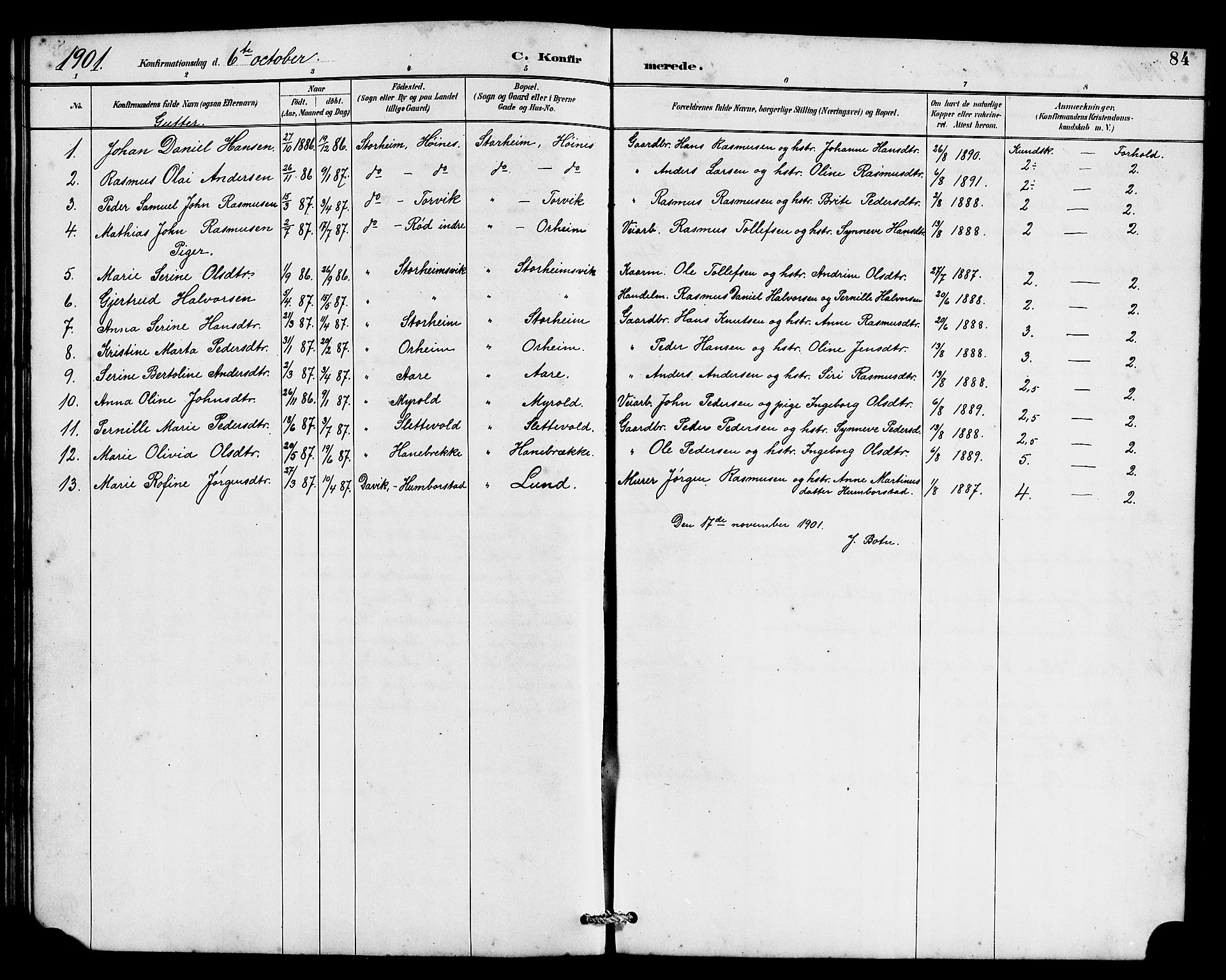 Eid sokneprestembete, AV/SAB-A-82301/H/Hab/Habc/L0002: Parish register (copy) no. C 2, 1887-1906, p. 84