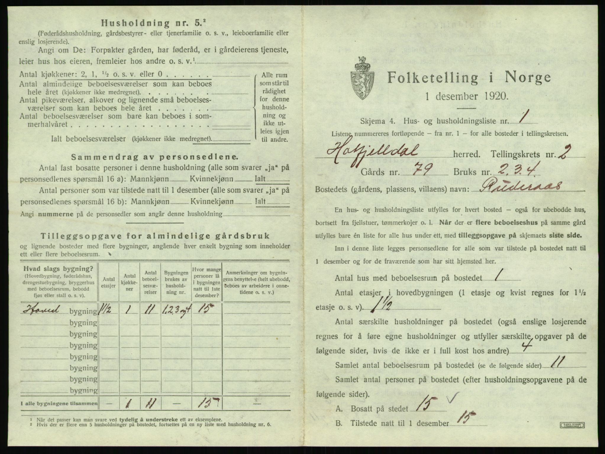 SAT, 1920 census for Hattfjelldal, 1920, p. 80