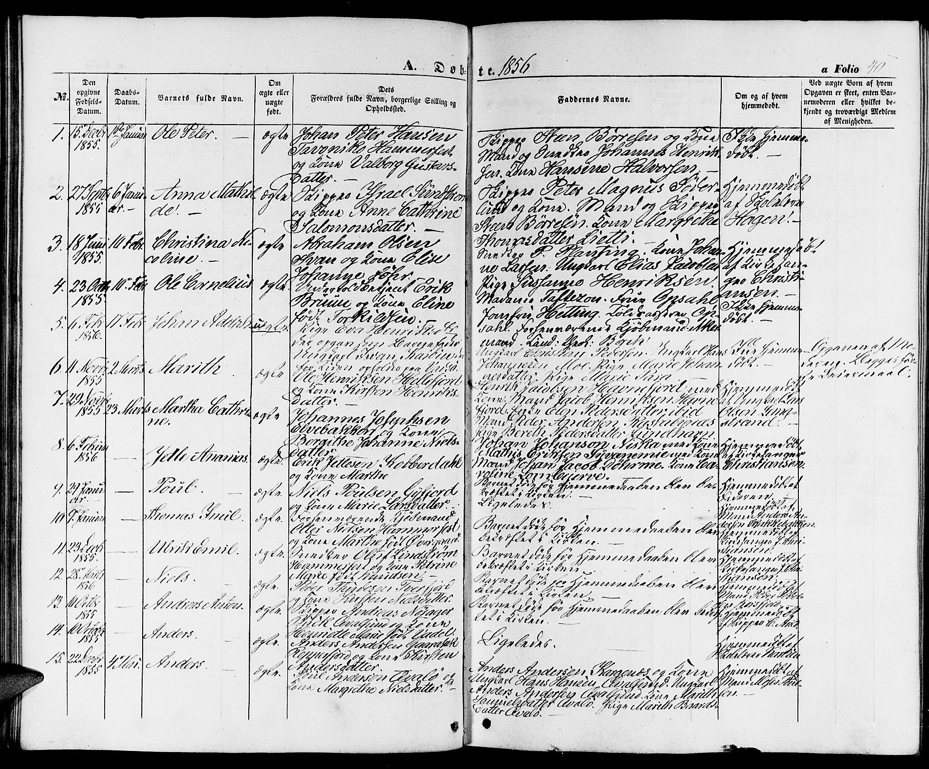 Hammerfest sokneprestkontor, SATØ/S-1347/H/Hb/L0002.klokk: Parish register (copy) no. 2, 1851-1861, p. 40