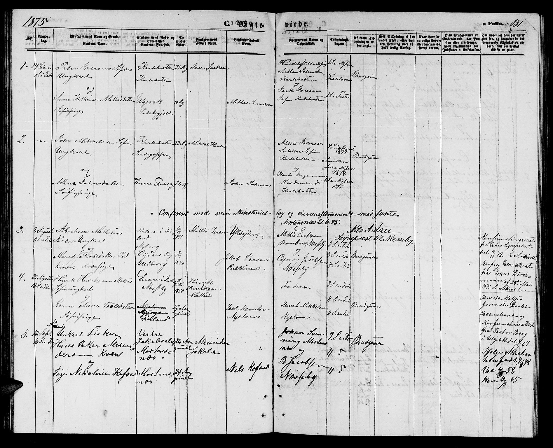 Nesseby sokneprestkontor, SATØ/S-1330/H/Hb/L0003klokker: Parish register (copy) no. 3, 1869-1876, p. 131