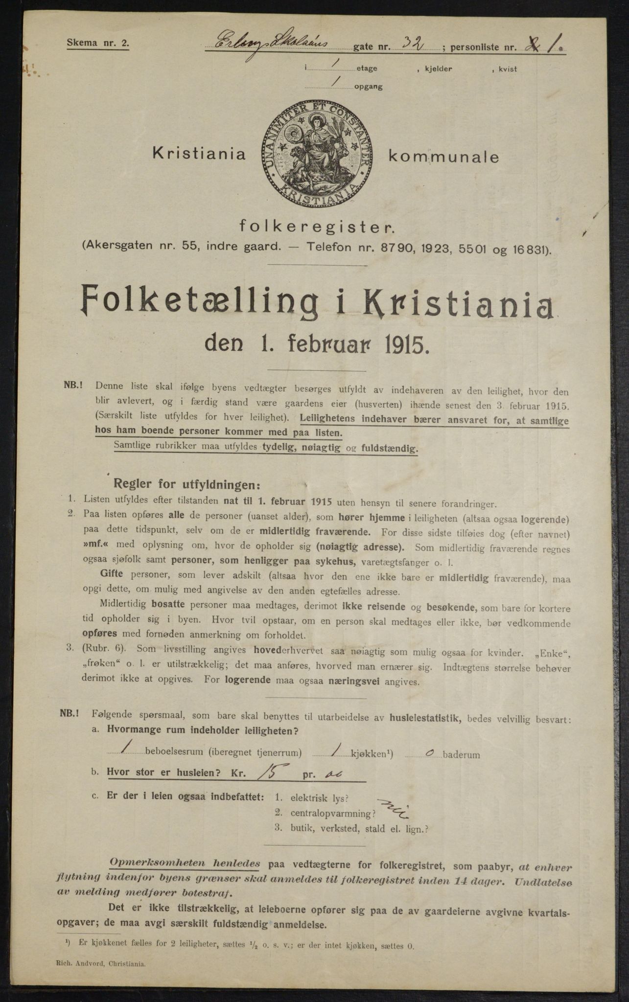 OBA, Municipal Census 1915 for Kristiania, 1915, p. 21905