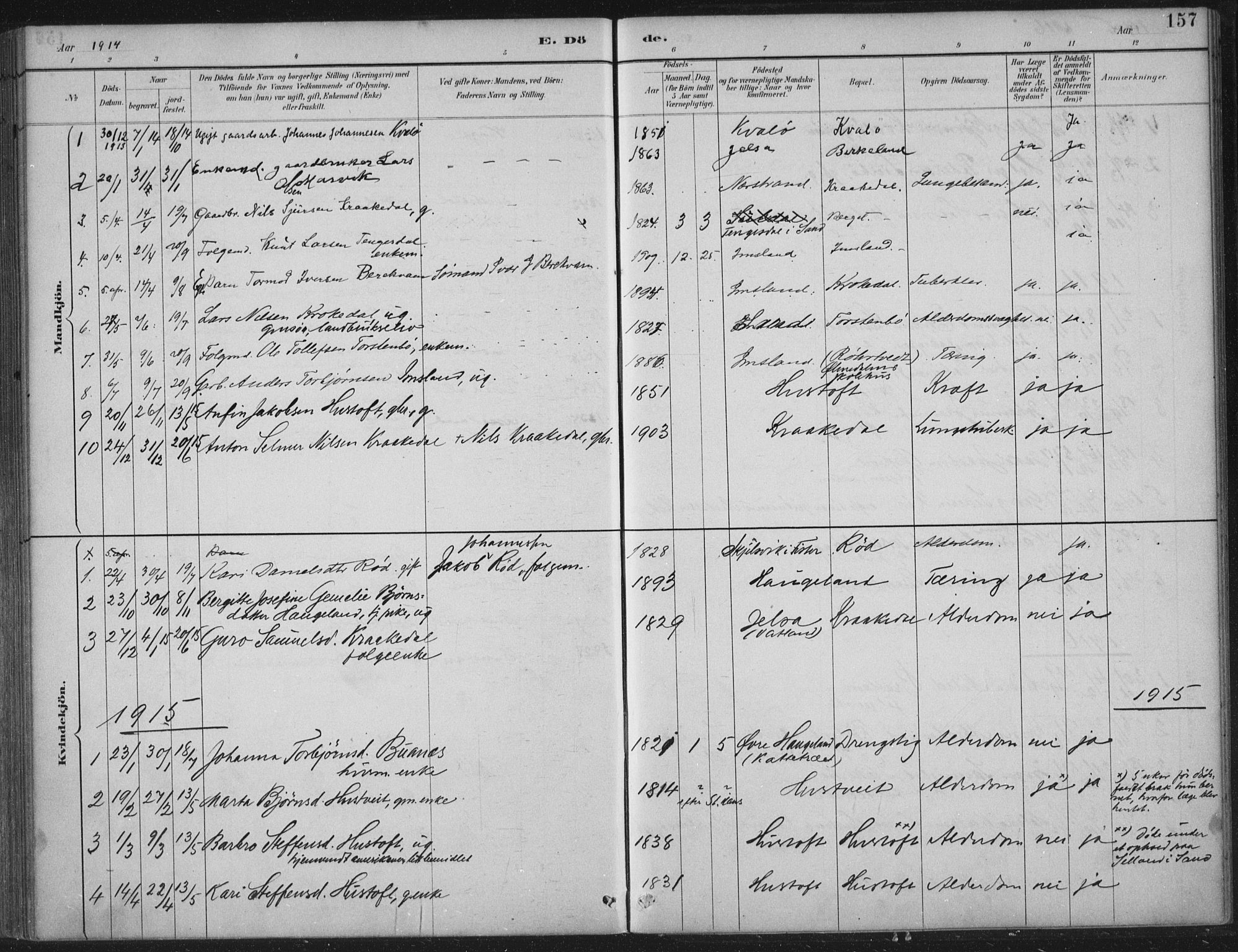 Vikedal sokneprestkontor, AV/SAST-A-101840/01/IV: Parish register (official) no. A 12, 1886-1929, p. 157