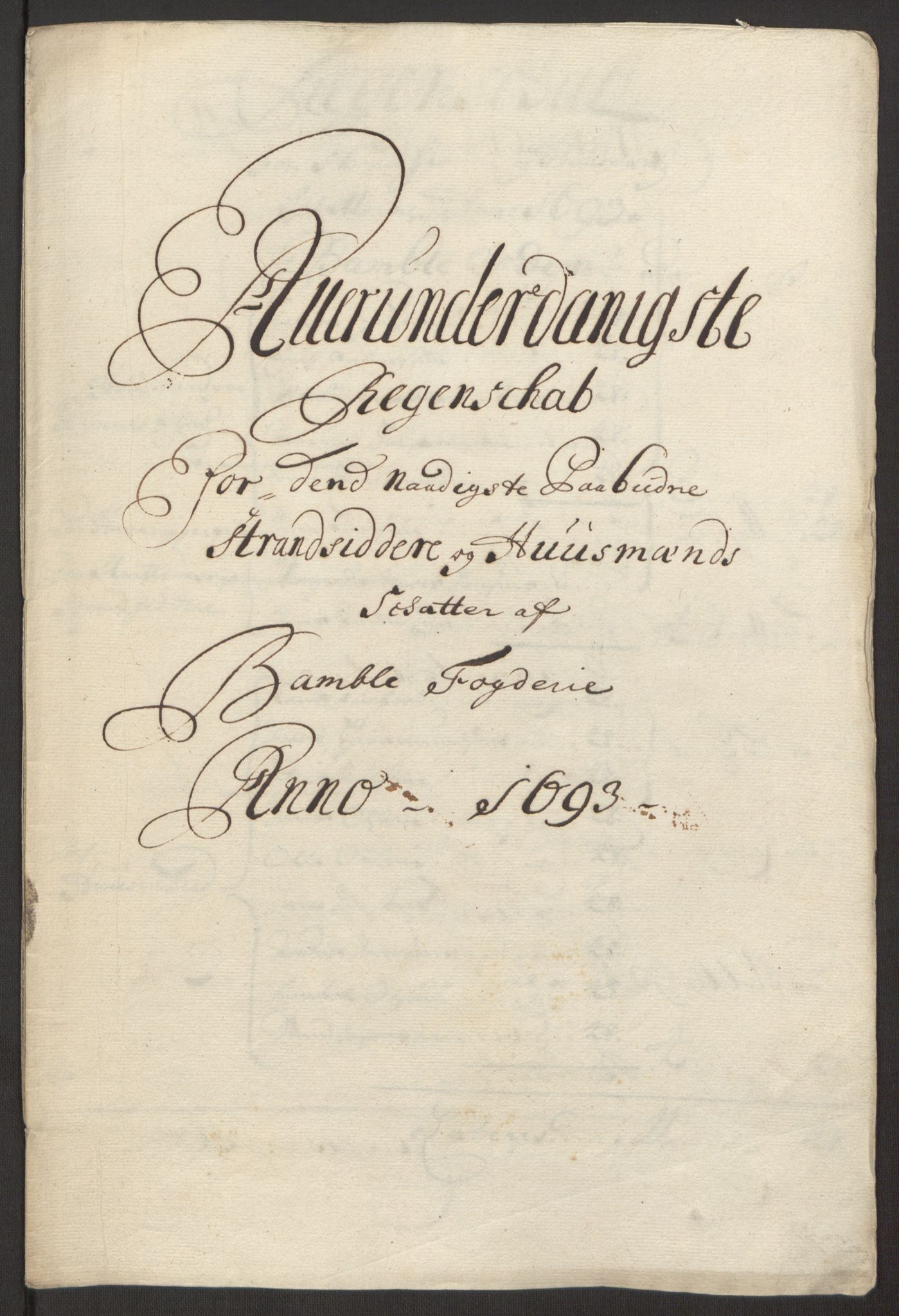 Rentekammeret inntil 1814, Reviderte regnskaper, Fogderegnskap, RA/EA-4092/R34/L2052: Fogderegnskap Bamble, 1692-1693, p. 320