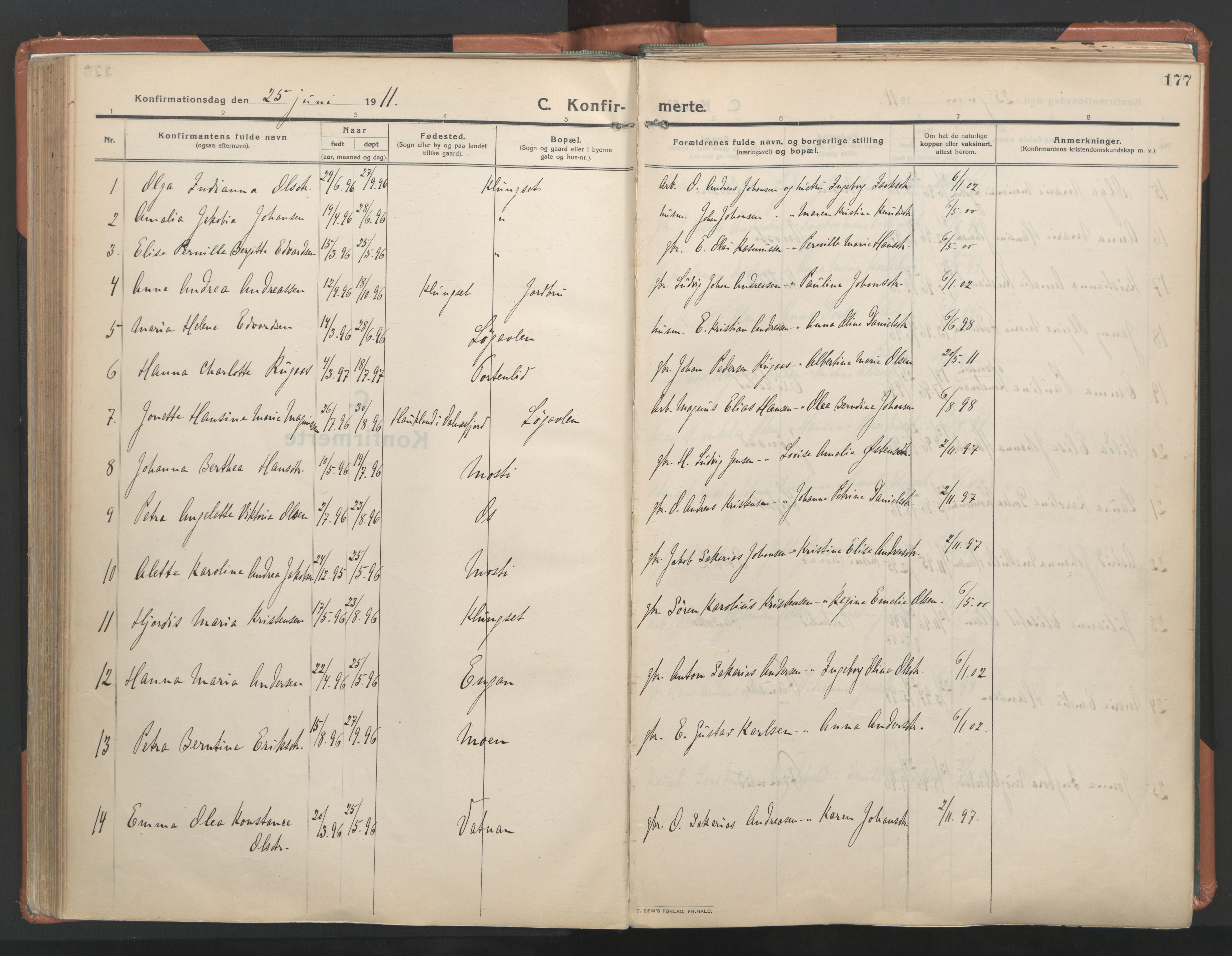 Ministerialprotokoller, klokkerbøker og fødselsregistre - Nordland, AV/SAT-A-1459/849/L0698: Parish register (official) no. 849A09, 1911-1924, p. 177