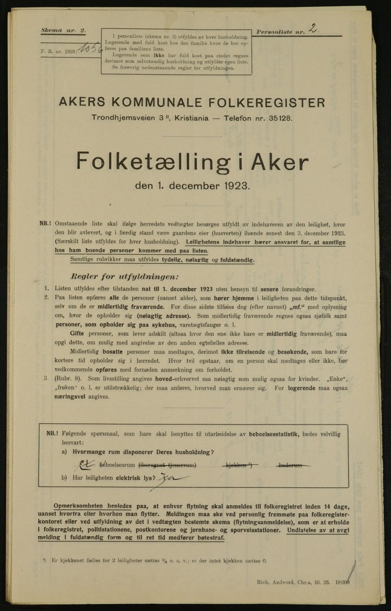 , Municipal Census 1923 for Aker, 1923, p. 29252