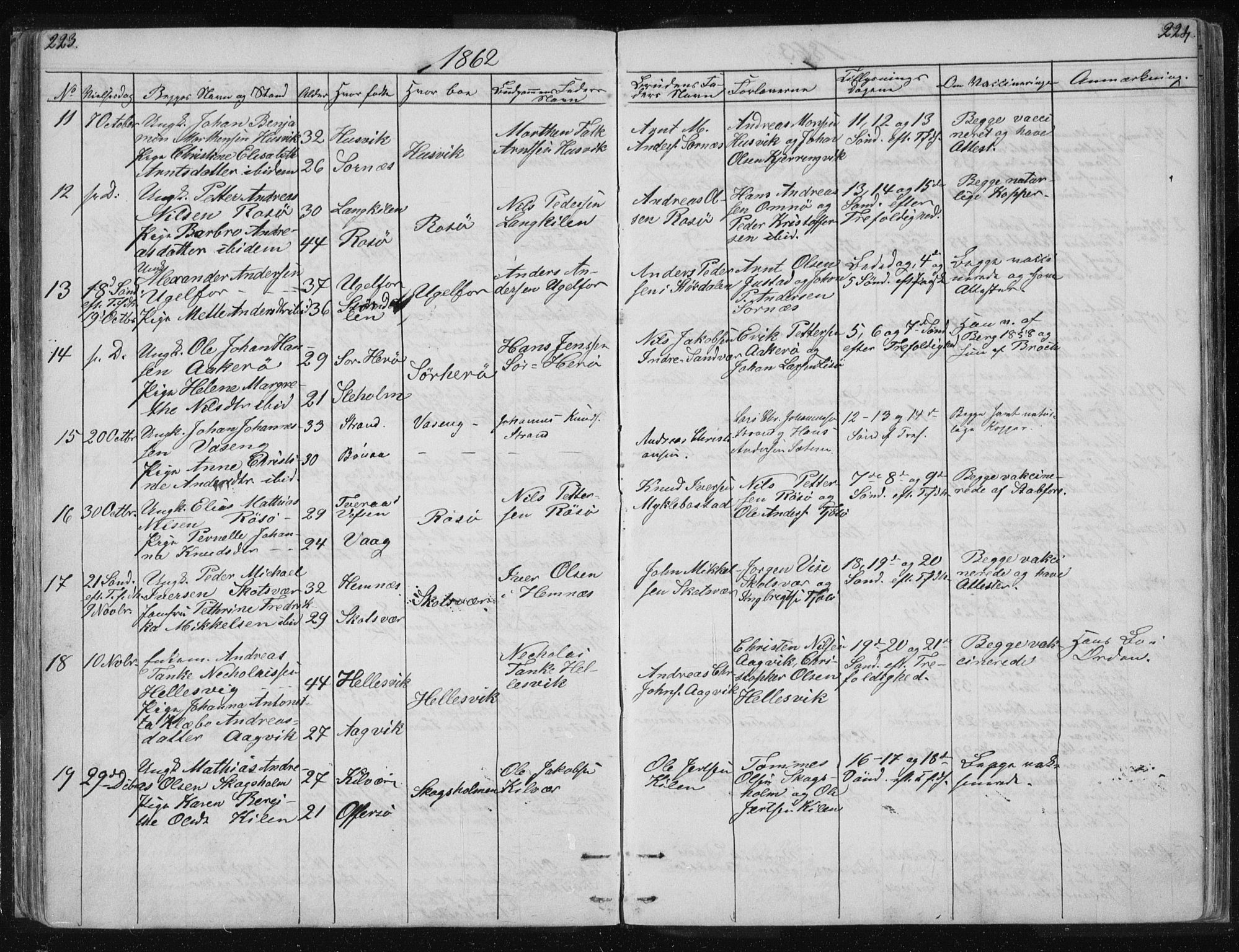 Ministerialprotokoller, klokkerbøker og fødselsregistre - Nordland, AV/SAT-A-1459/817/L0266: Parish register (copy) no. 817C01, 1841-1869, p. 223-224