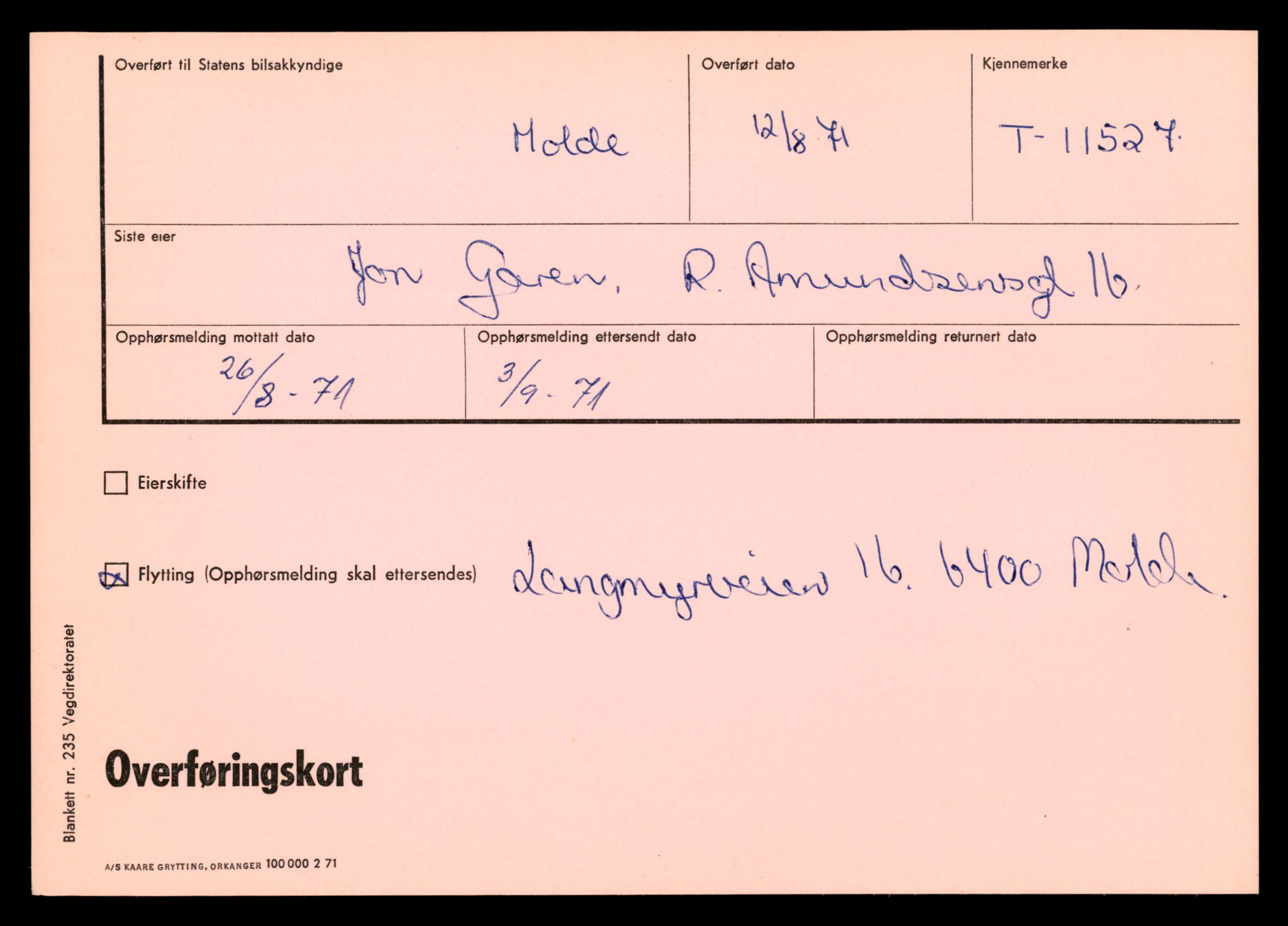 Møre og Romsdal vegkontor - Ålesund trafikkstasjon, SAT/A-4099/F/Fe/L0029: Registreringskort for kjøretøy T 11430 - T 11619, 1927-1998, p. 1740