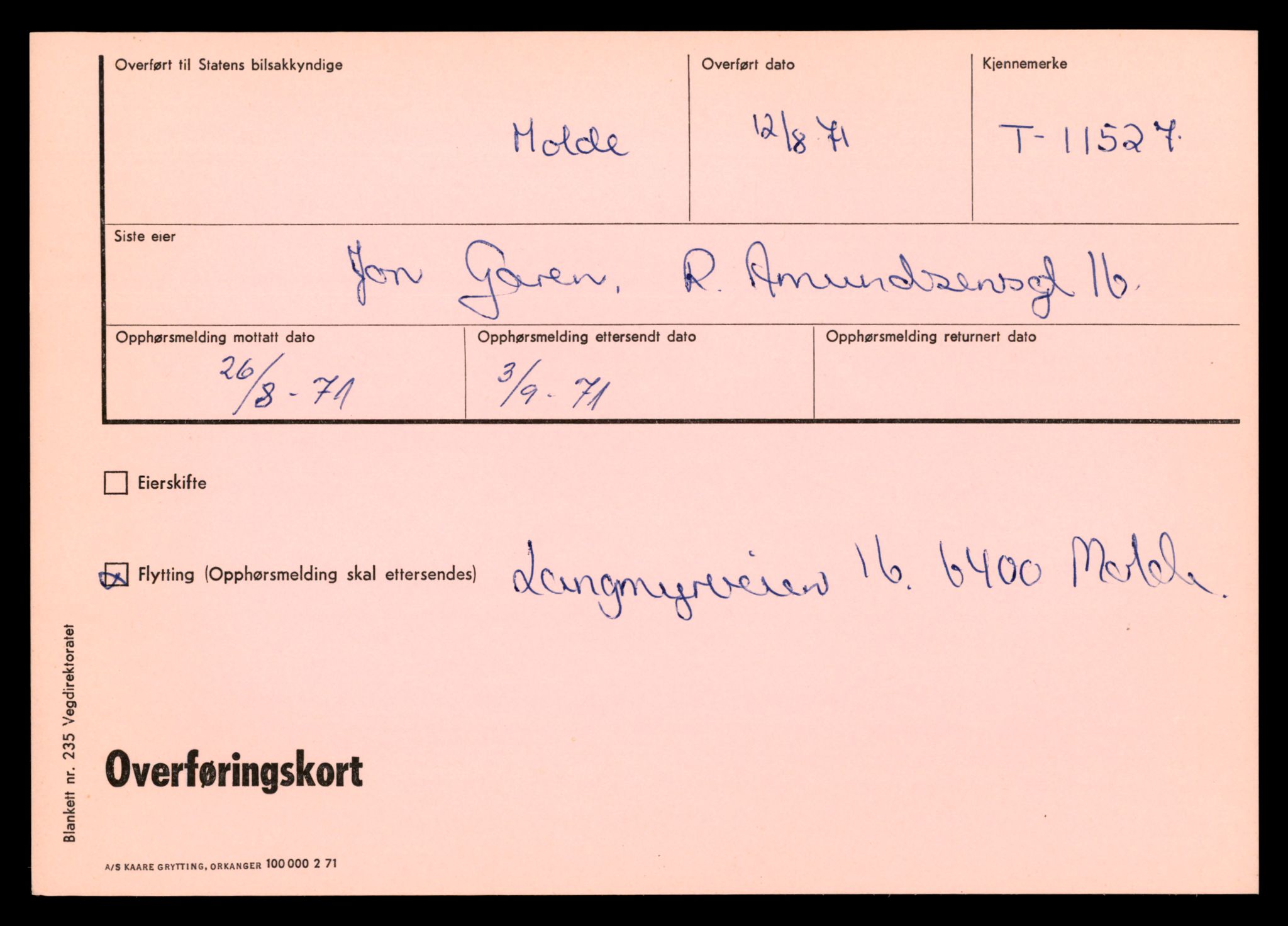 Møre og Romsdal vegkontor - Ålesund trafikkstasjon, AV/SAT-A-4099/F/Fe/L0029: Registreringskort for kjøretøy T 11430 - T 11619, 1927-1998, p. 1740