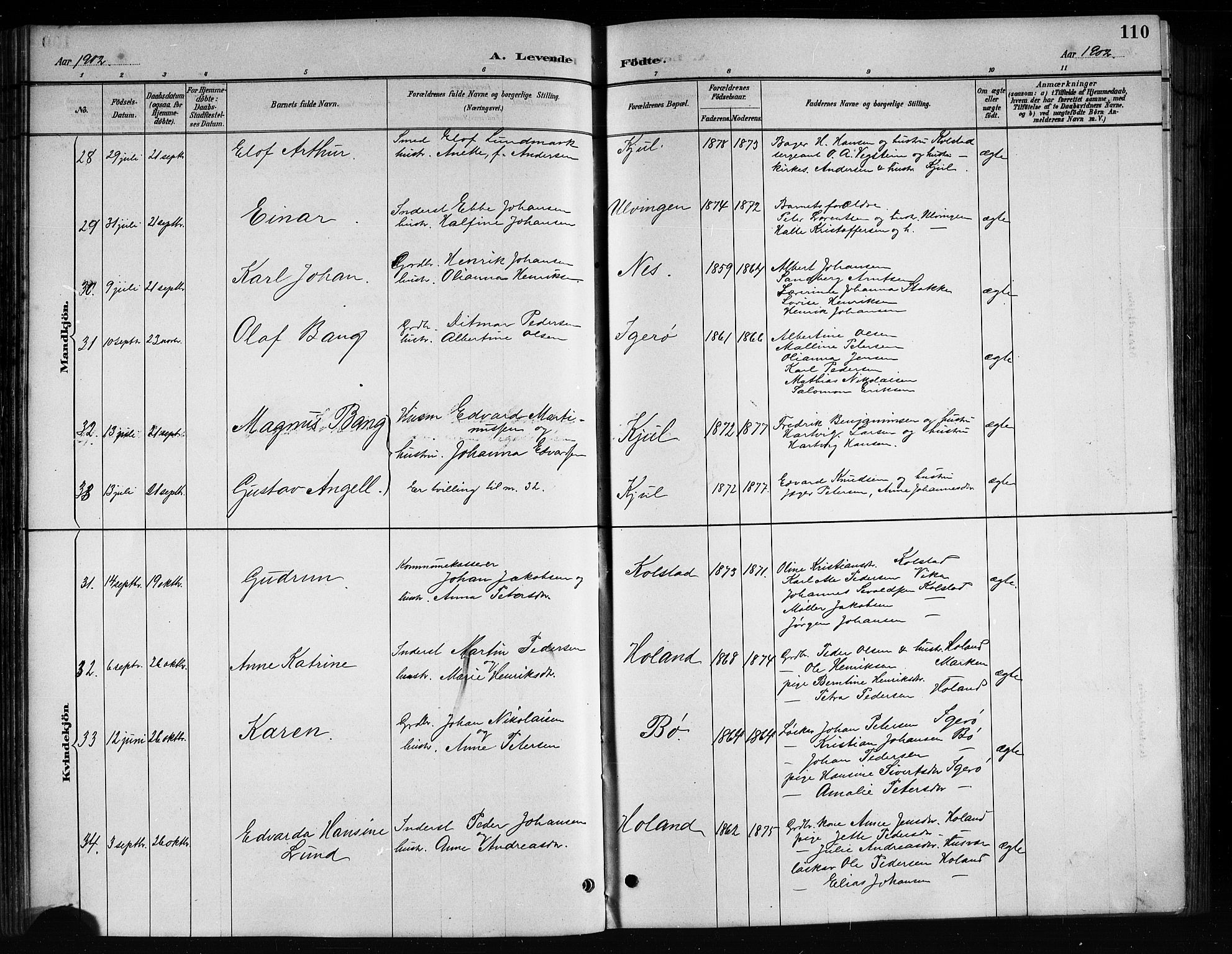 Ministerialprotokoller, klokkerbøker og fødselsregistre - Nordland, AV/SAT-A-1459/816/L0253: Parish register (copy) no. 816C03, 1886-1905, p. 110