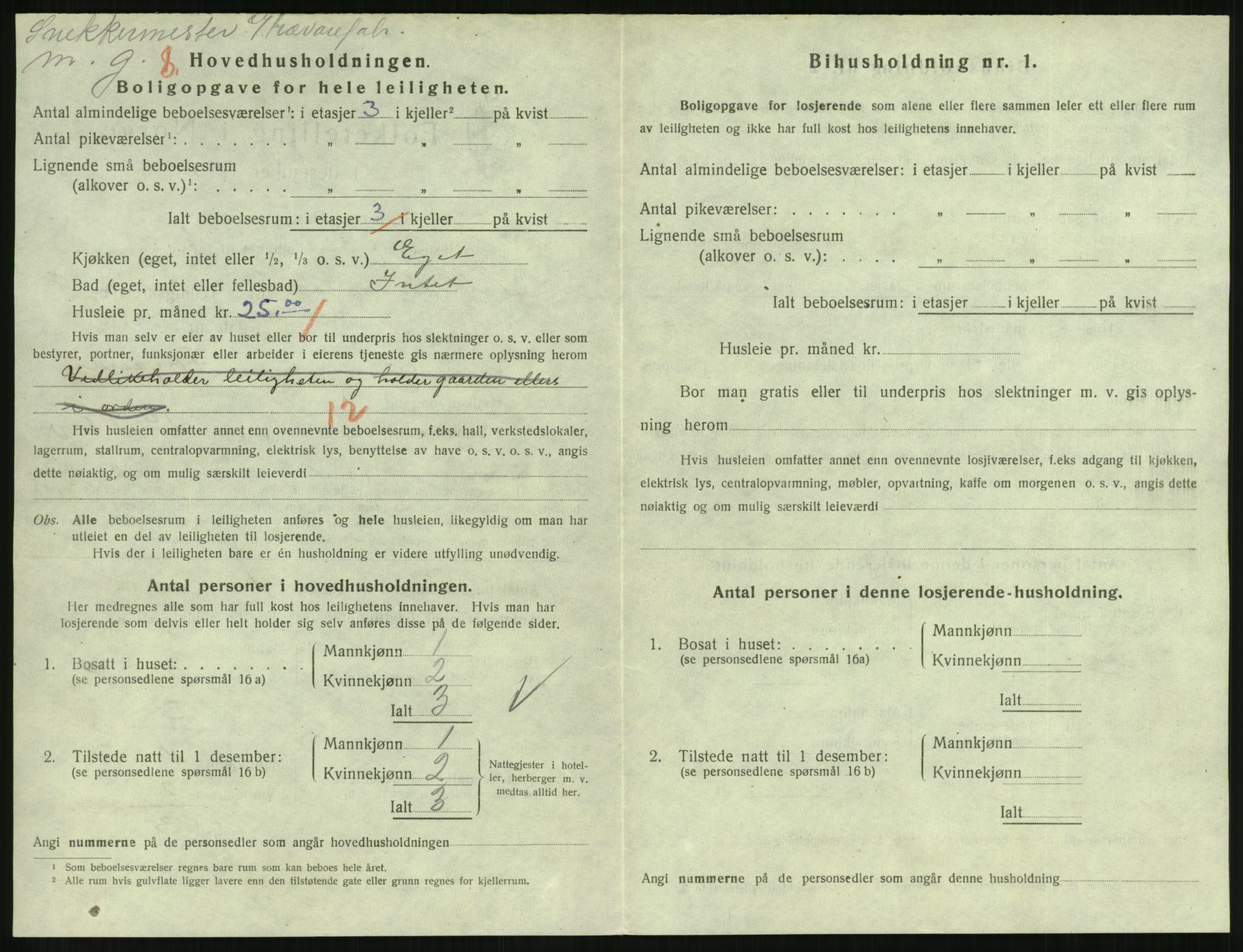 SAH, 1920 census for Lillehammer, 1920, p. 3357