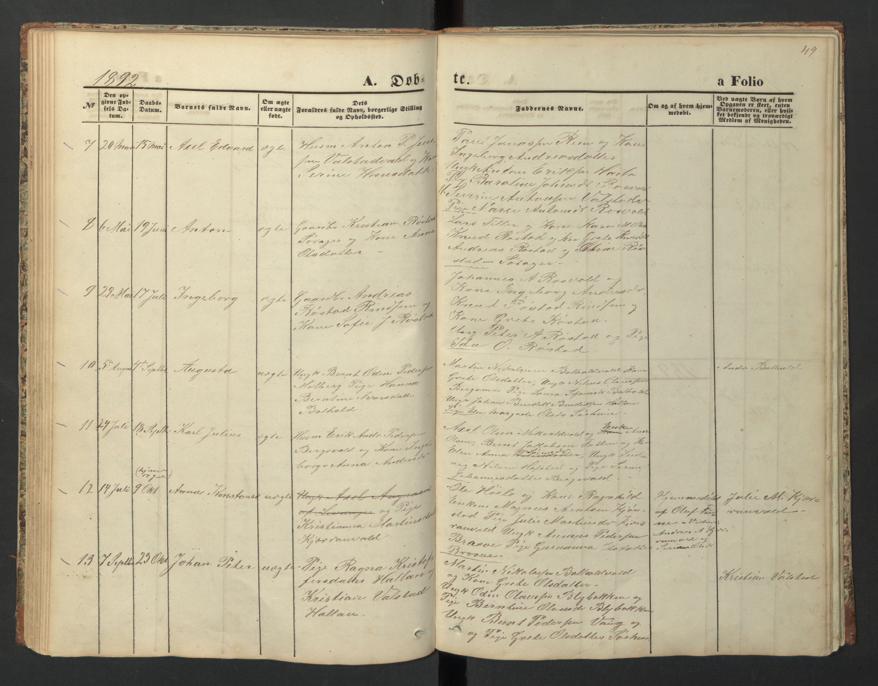 Ministerialprotokoller, klokkerbøker og fødselsregistre - Nord-Trøndelag, SAT/A-1458/726/L0271: Parish register (copy) no. 726C02, 1869-1897, p. 49