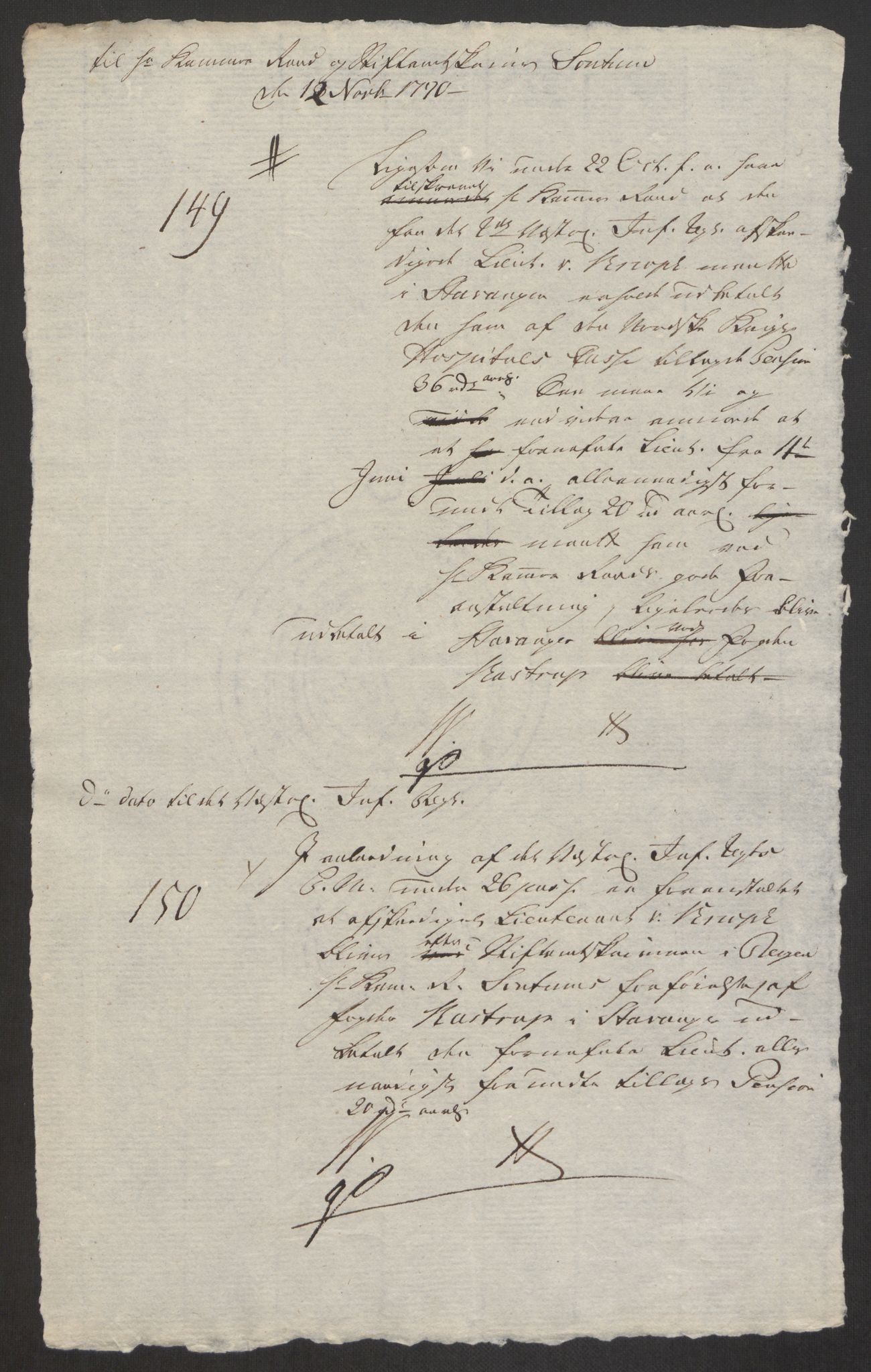Forsvaret, Den norske kvesthuskasse/krigshospitalkasse, AV/RA-RAFA-1887/F/Fa/L0008: Konsepter, 1790-1793, p. 292