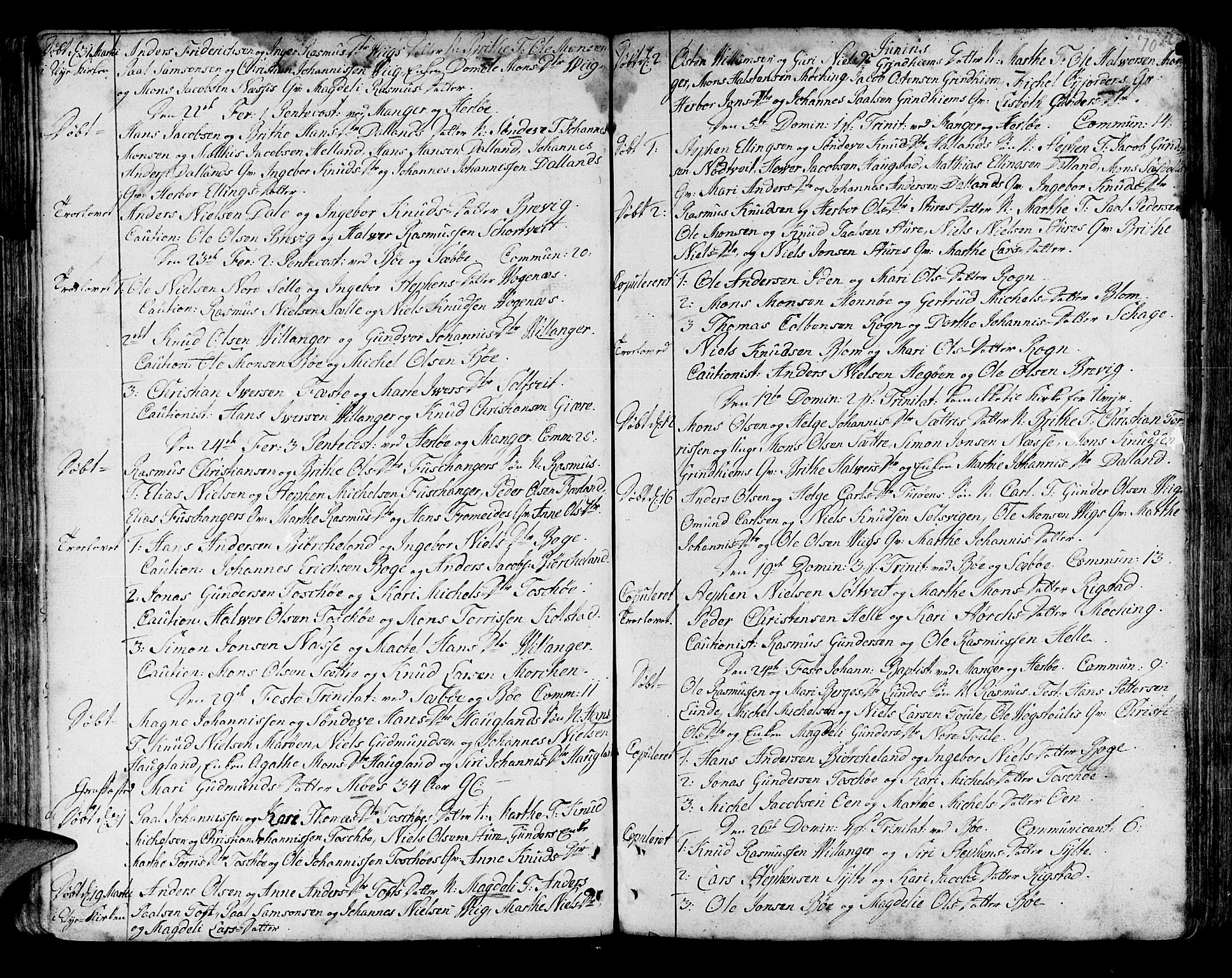 Manger sokneprestembete, AV/SAB-A-76801/H/Haa: Parish register (official) no. A 1, 1759-1791, p. 70