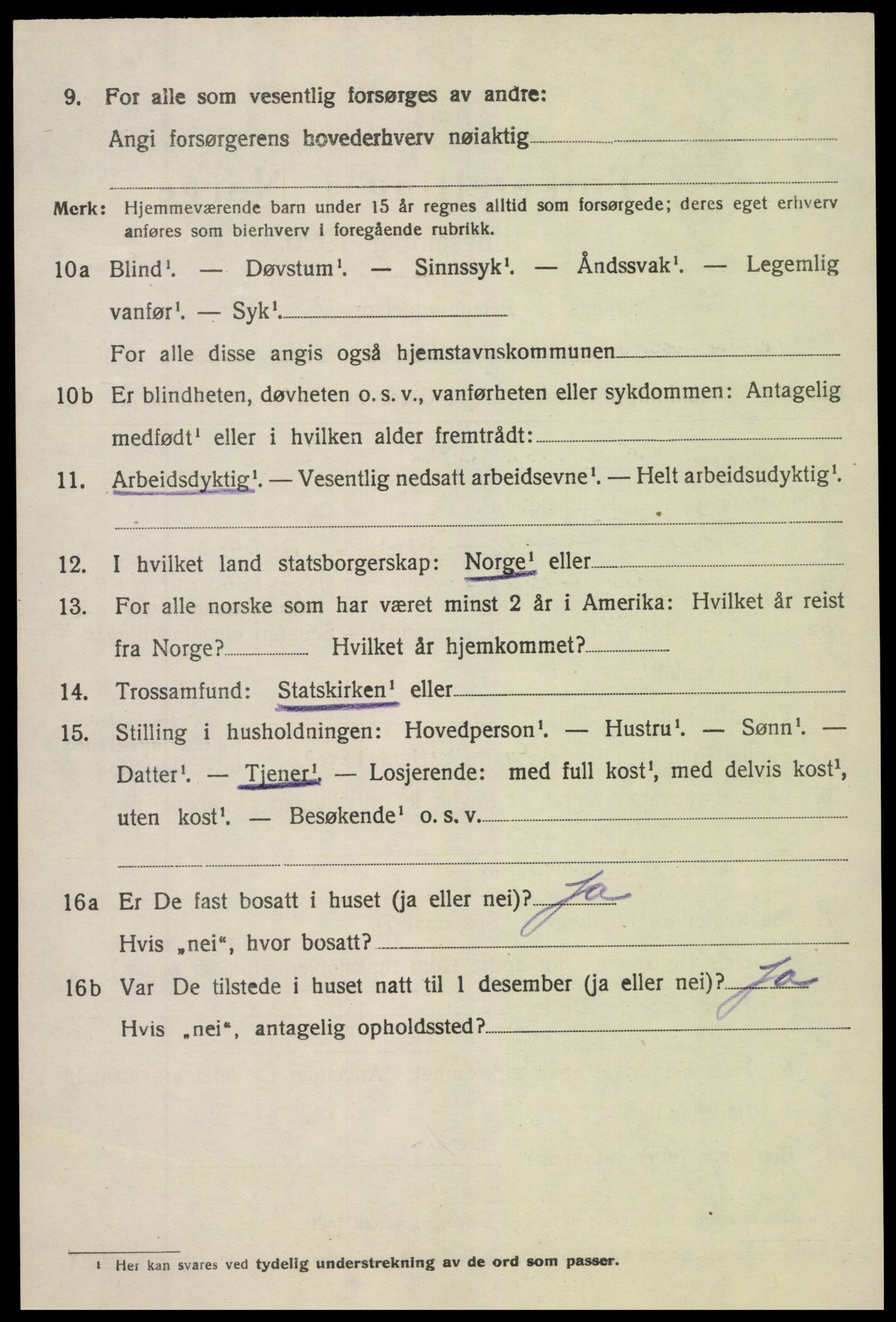 SAK, 1920 census for Vegårshei, 1920, p. 2175