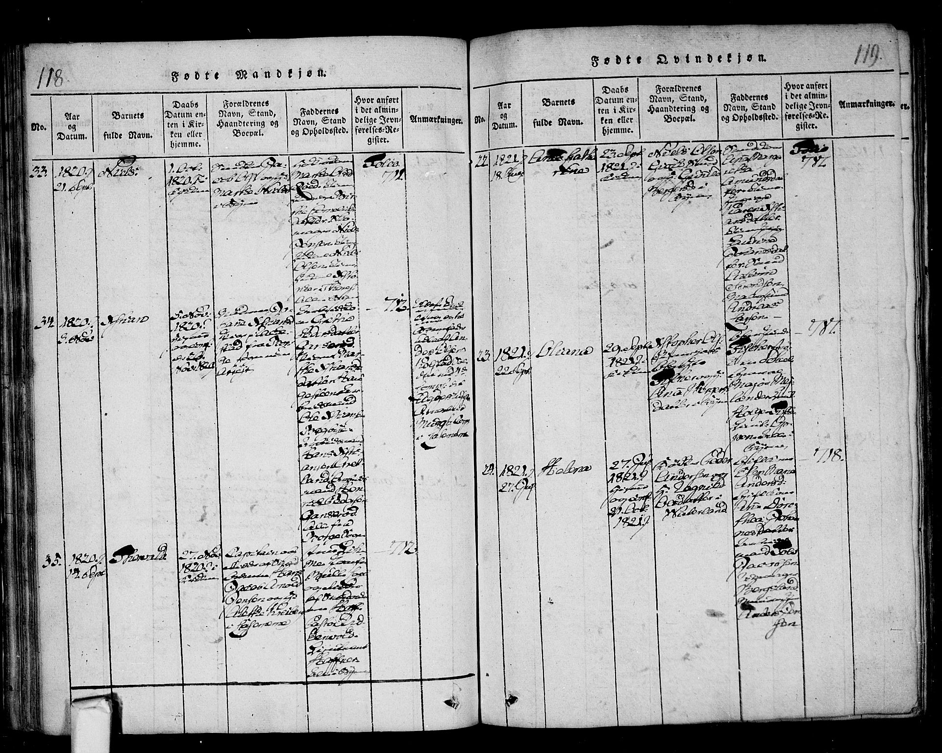Fredrikstad prestekontor Kirkebøker, SAO/A-11082/F/Fa/L0004: Parish register (official) no. 4, 1816-1834, p. 118-119