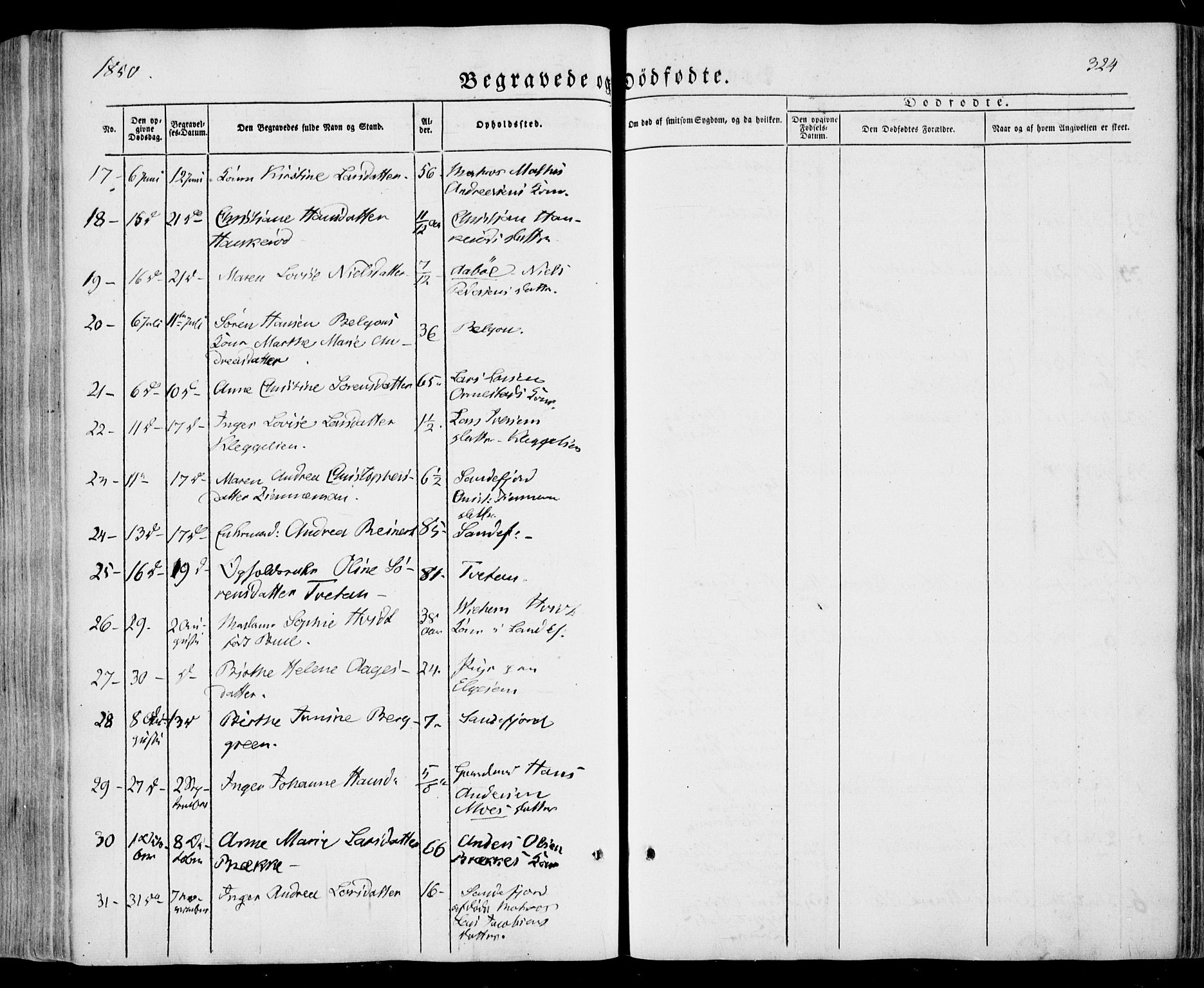 Sandar kirkebøker, SAKO/A-243/F/Fa/L0006: Parish register (official) no. 6, 1847-1860, p. 324
