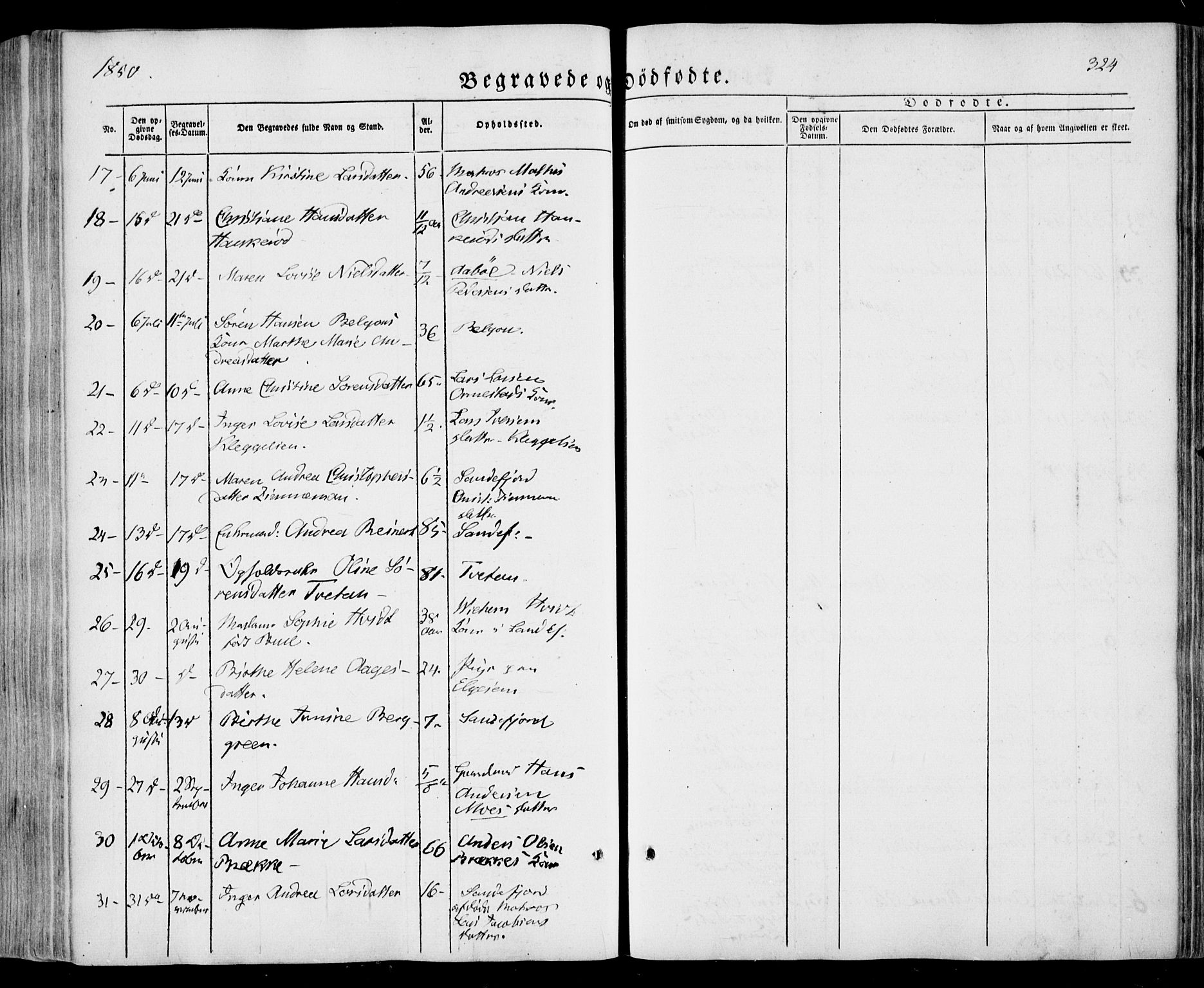 Sandar kirkebøker, AV/SAKO-A-243/F/Fa/L0006: Parish register (official) no. 6, 1847-1860, p. 324
