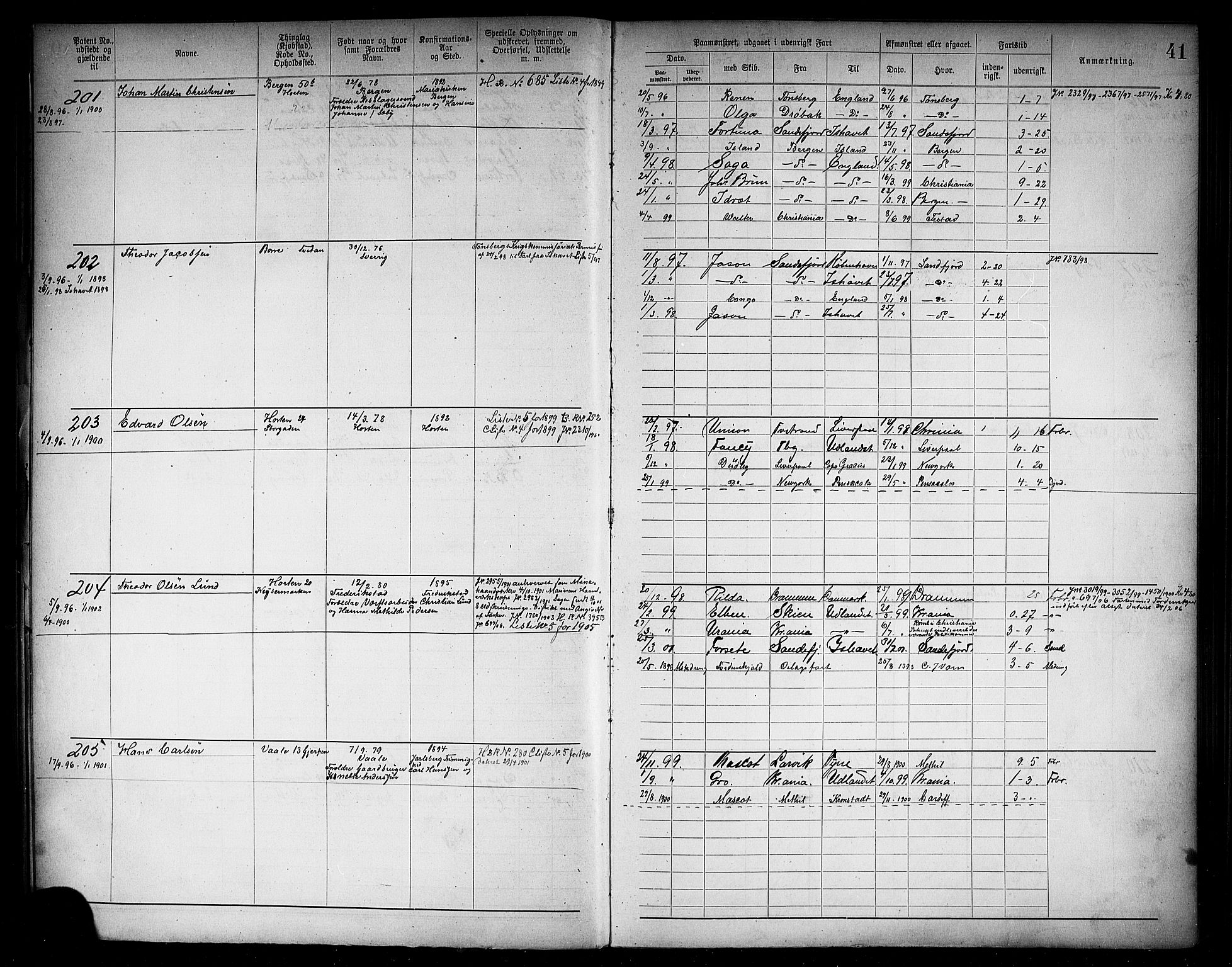 Horten innrulleringskontor, AV/SAKO-A-785/F/Fb/L0006: Annotasjonsrulle, 1889-1911, p. 44