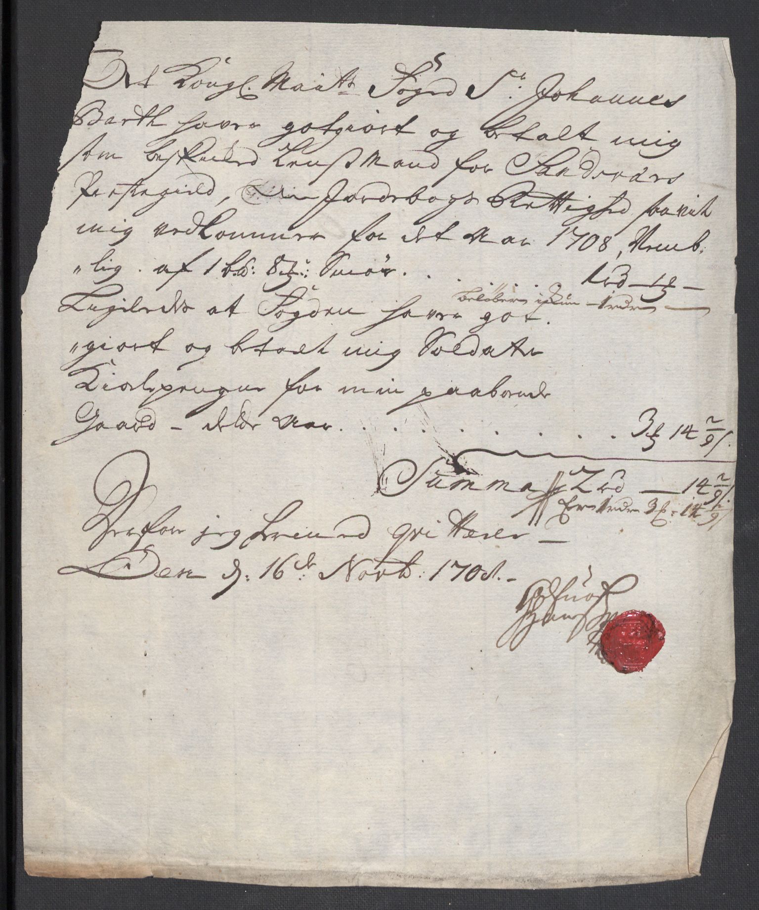 Rentekammeret inntil 1814, Reviderte regnskaper, Fogderegnskap, AV/RA-EA-4092/R24/L1584: Fogderegnskap Numedal og Sandsvær, 1707-1708, p. 334