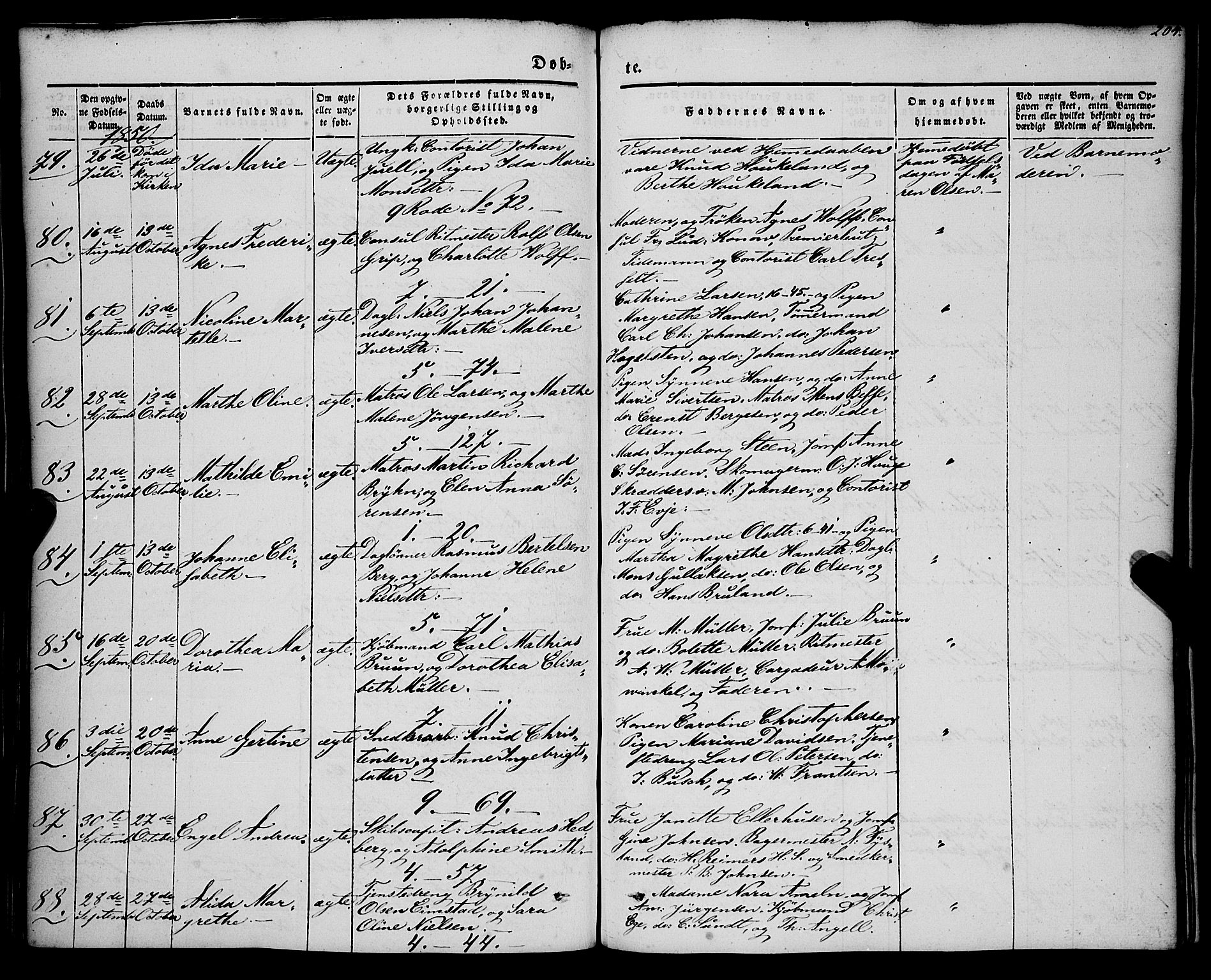 Nykirken Sokneprestembete, SAB/A-77101/H/Haa/L0014: Parish register (official) no. B 1, 1844-1858, p. 204