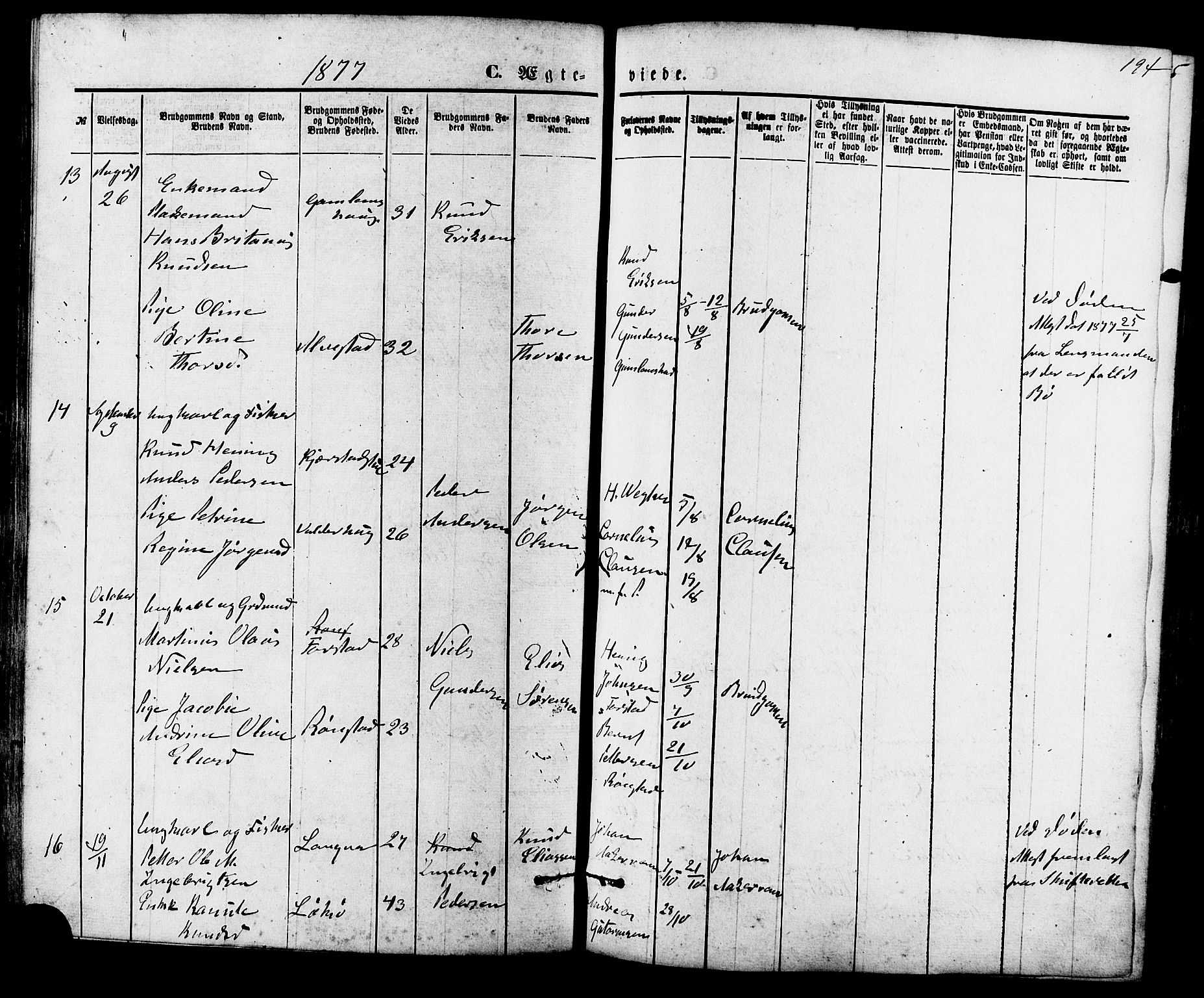 Ministerialprotokoller, klokkerbøker og fødselsregistre - Møre og Romsdal, SAT/A-1454/536/L0500: Parish register (official) no. 536A09, 1876-1889, p. 194