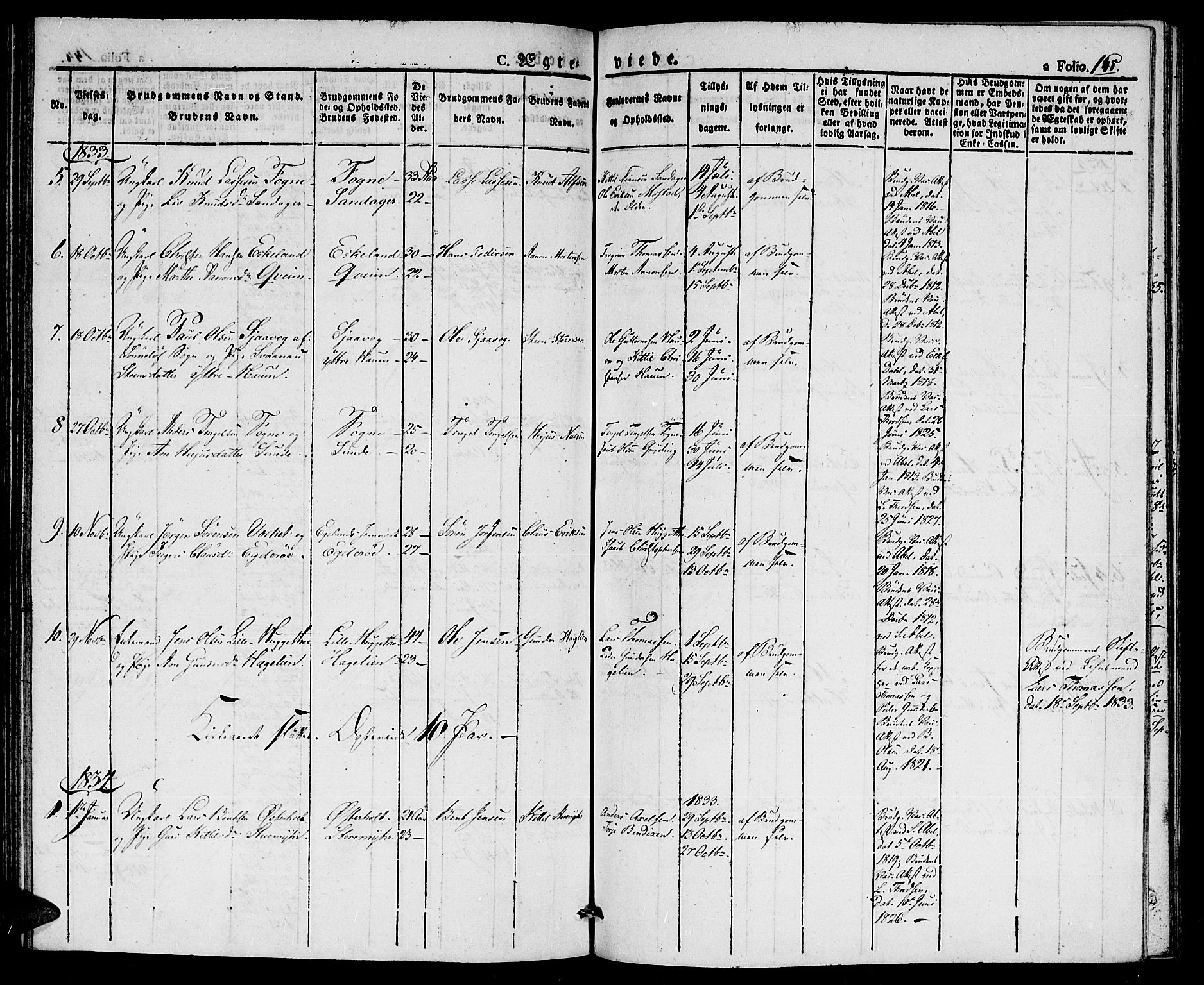 Gjerstad sokneprestkontor, SAK/1111-0014/F/Fa/Faa/L0005: Parish register (official) no. A 5, 1829-1841, p. 145