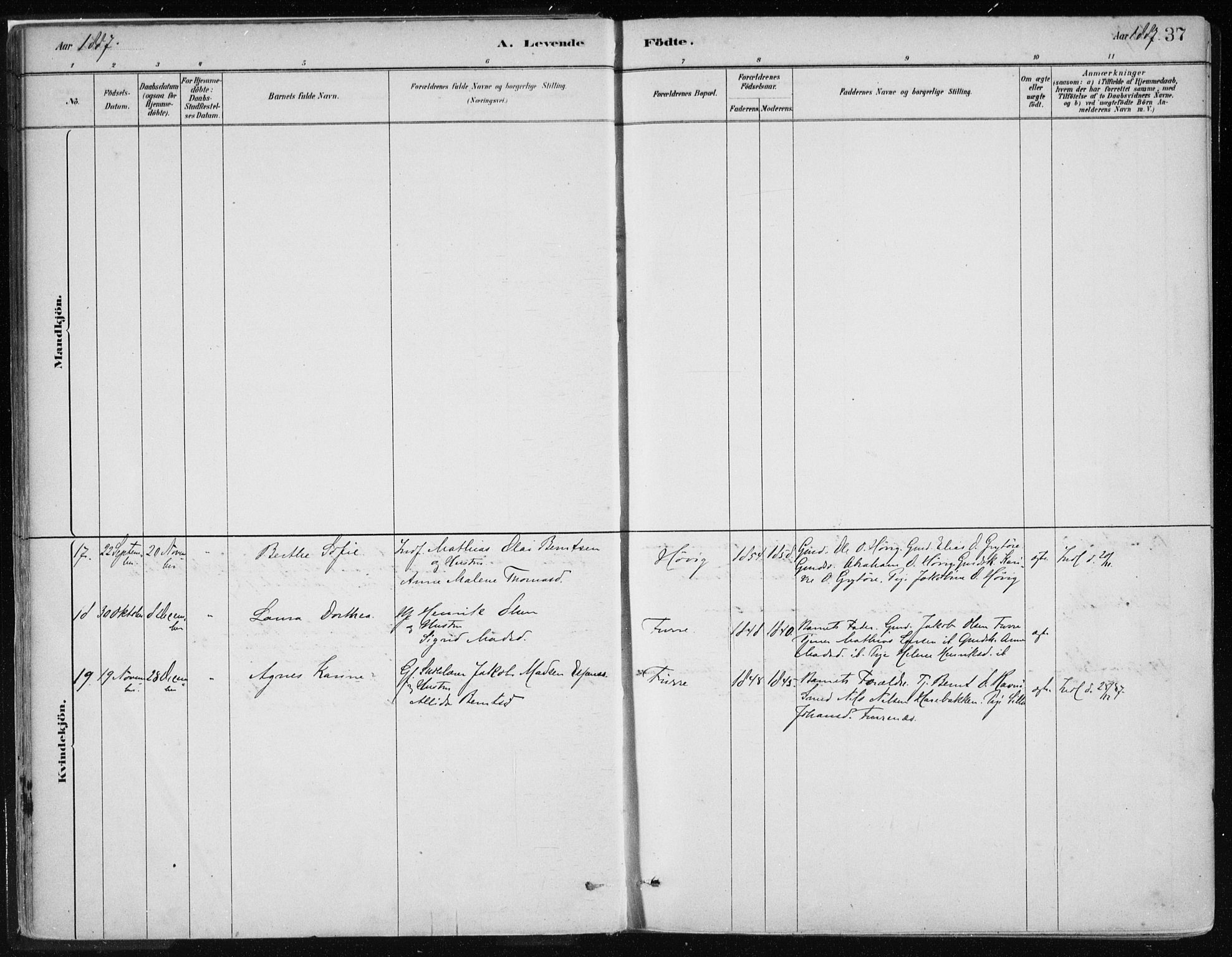 Askvoll sokneprestembete, AV/SAB-A-79501/H/Haa/Haab/L0002: Parish register (official) no. B 2, 1879-1909, p. 37