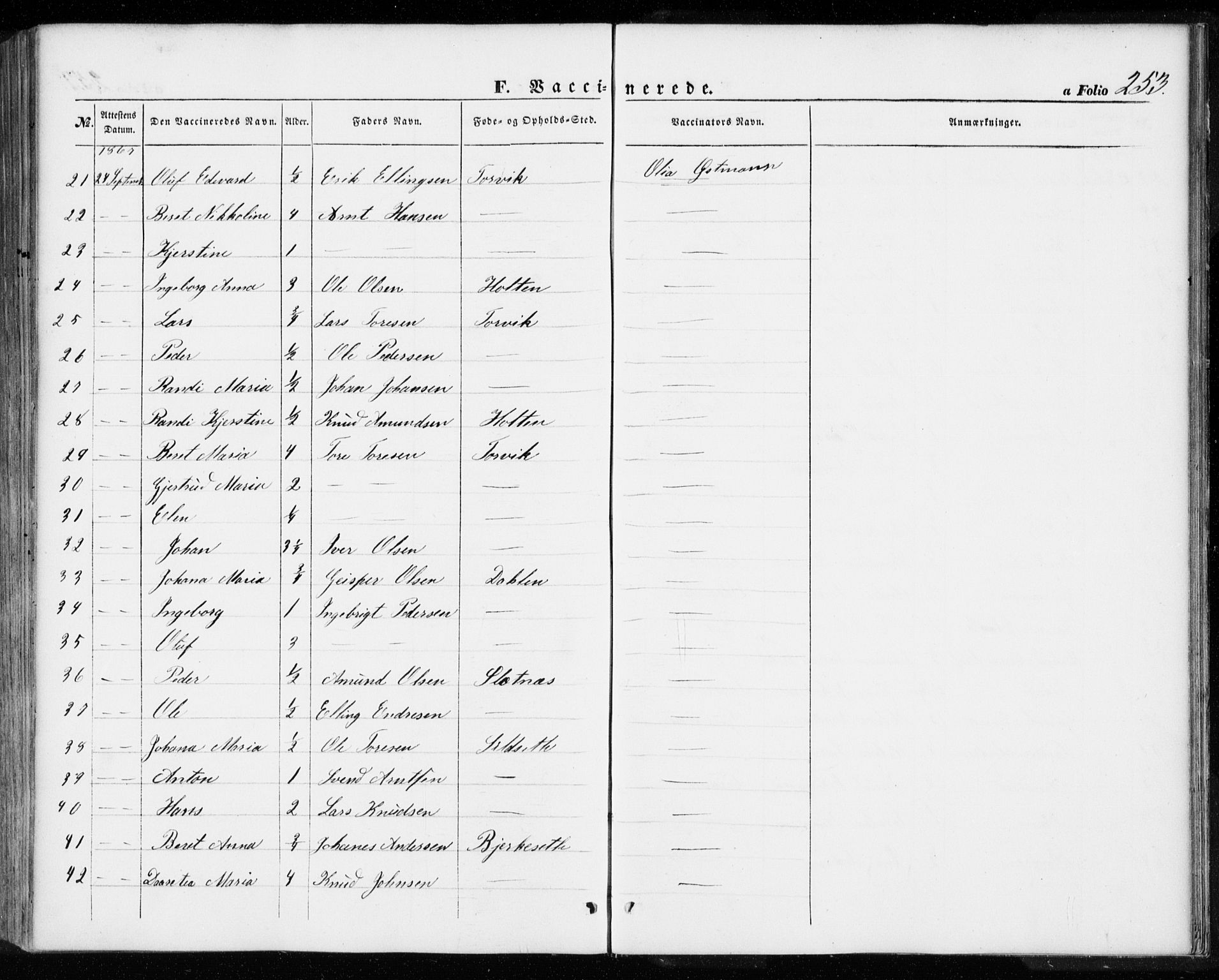 Ministerialprotokoller, klokkerbøker og fødselsregistre - Møre og Romsdal, AV/SAT-A-1454/584/L0965: Parish register (official) no. 584A05, 1857-1868, p. 253