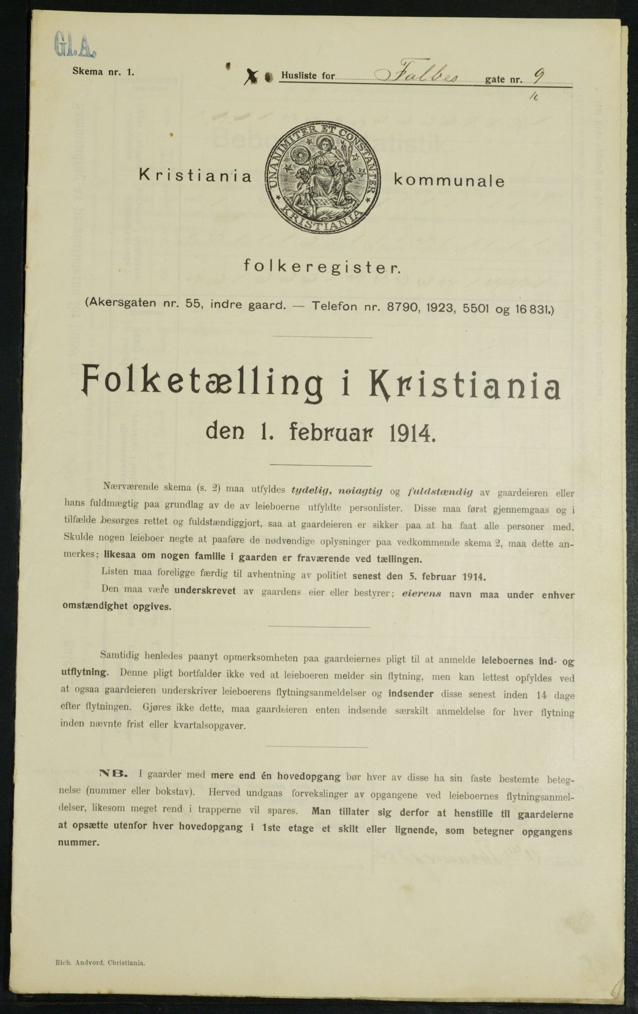 OBA, Municipal Census 1914 for Kristiania, 1914, p. 23345