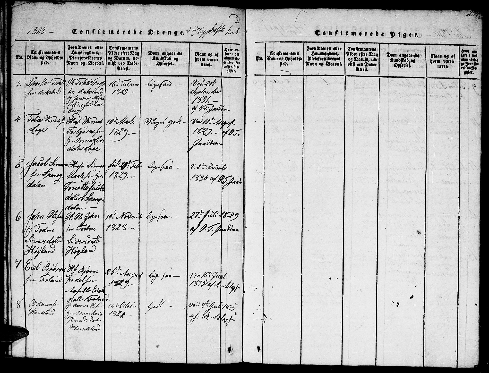 Hægebostad sokneprestkontor, AV/SAK-1111-0024/F/Fb/Fba/L0001: Parish register (copy) no. B 1, 1815-1844, p. 273