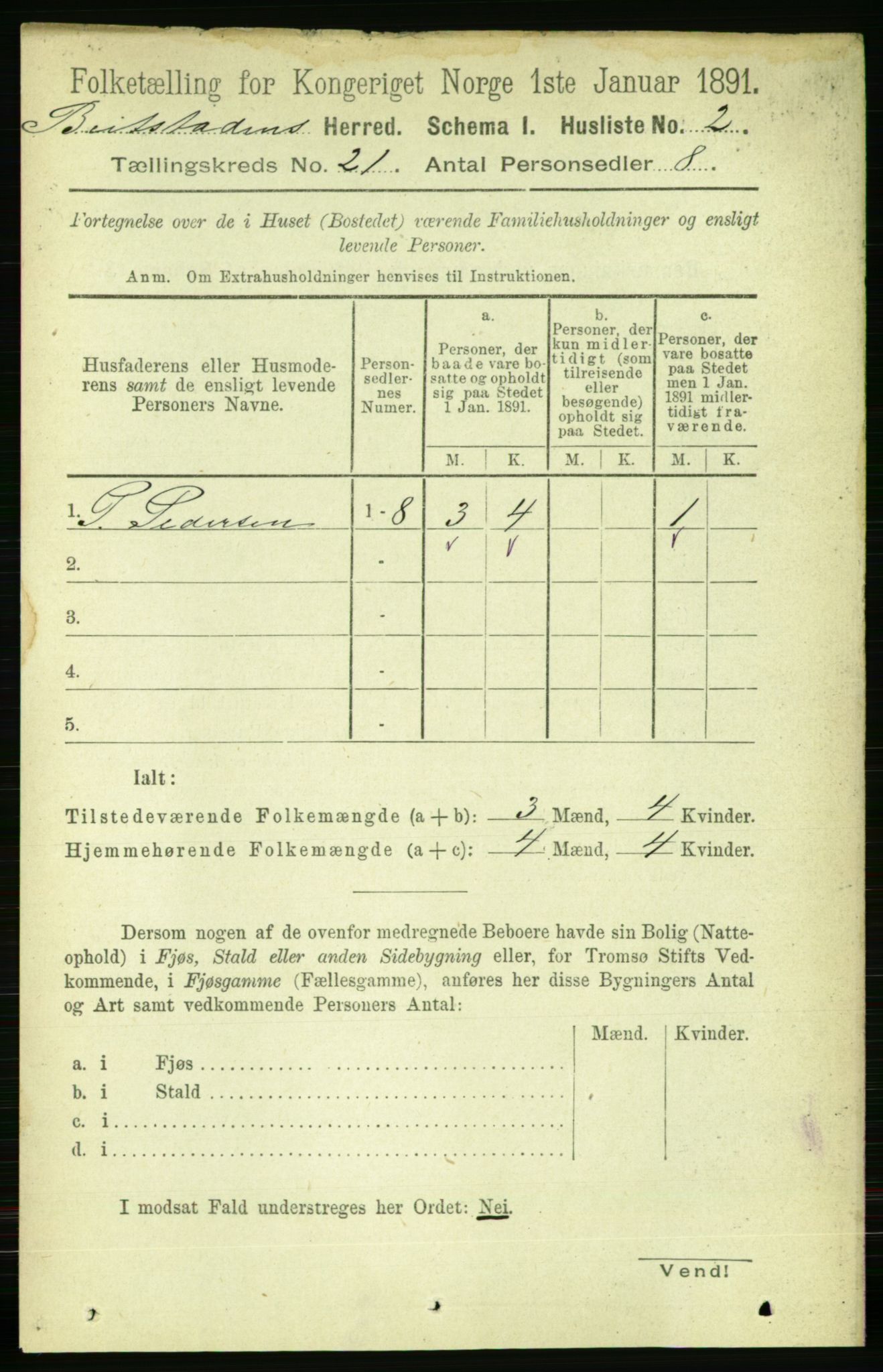 RA, 1891 census for 1727 Beitstad, 1891, p. 5382