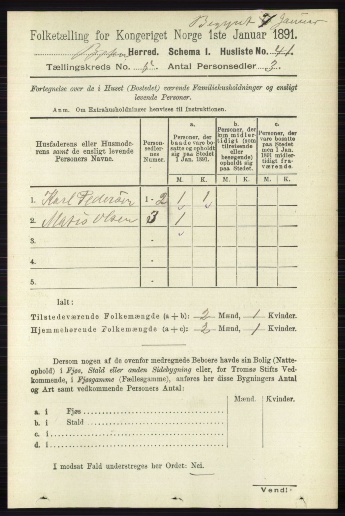 RA, 1891 census for 0715 Botne, 1891, p. 1939