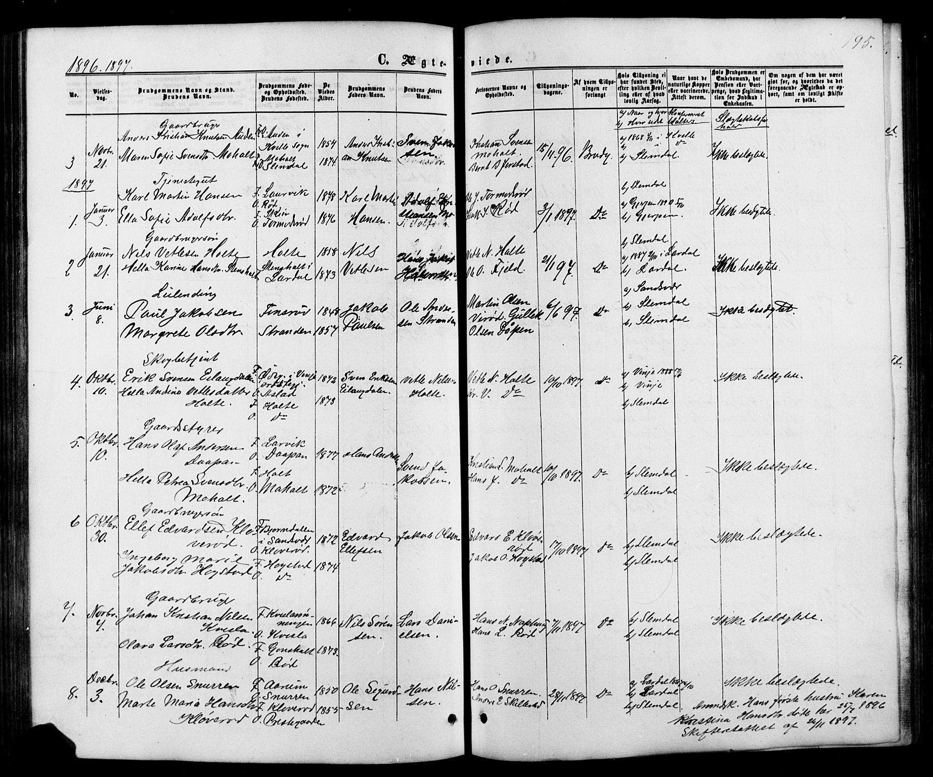Siljan kirkebøker, SAKO/A-300/G/Ga/L0002: Parish register (copy) no. 2, 1864-1908, p. 195