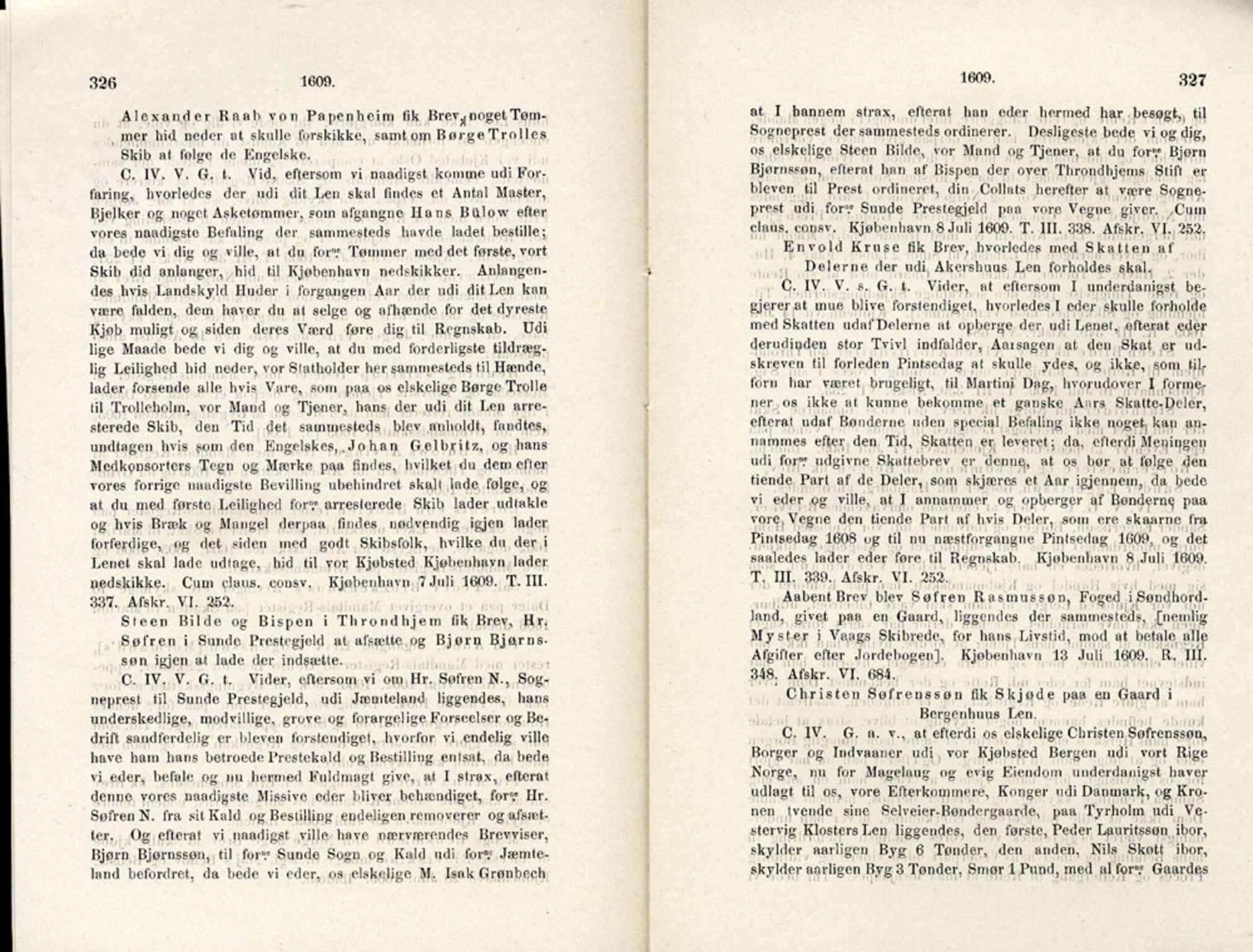 Publikasjoner utgitt av Det Norske Historiske Kildeskriftfond, PUBL/-/-/-: Norske Rigs-Registranter, bind 4, 1603-1618, p. 326-327