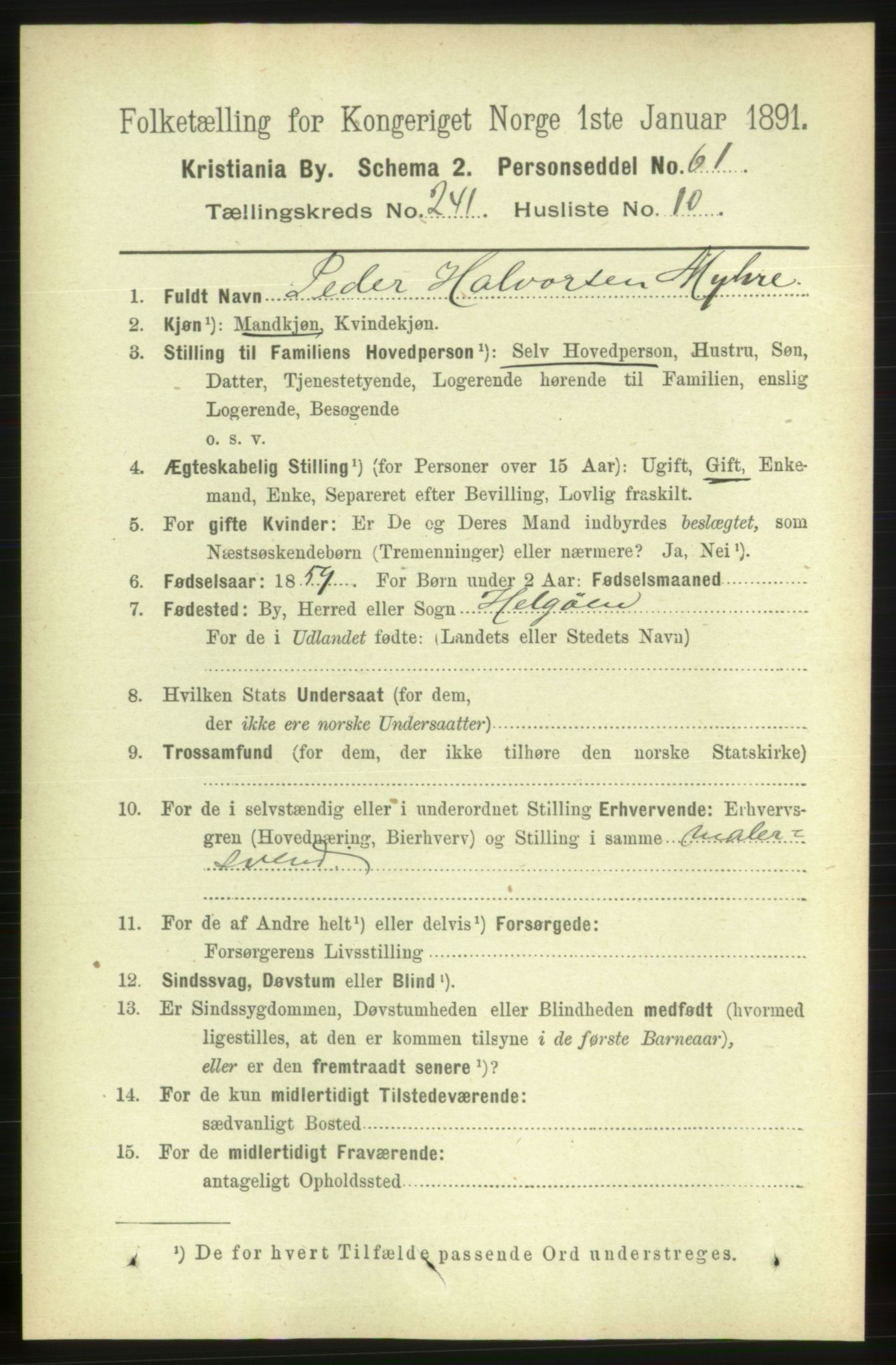 RA, 1891 census for 0301 Kristiania, 1891, p. 146535