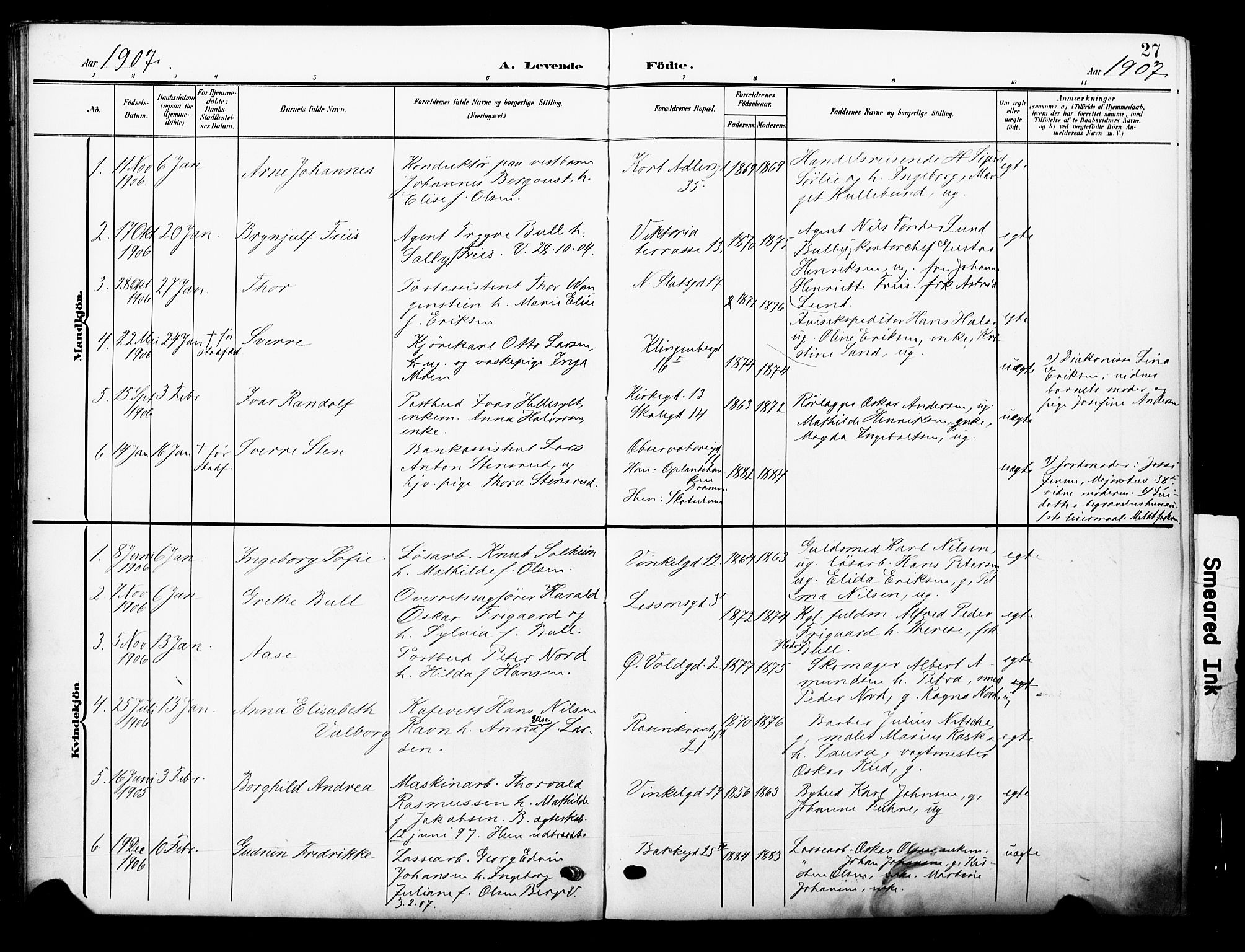 Johannes prestekontor Kirkebøker, AV/SAO-A-10852/F/Fa/L0009: Parish register (official) no. 9, 1905-1929, p. 27