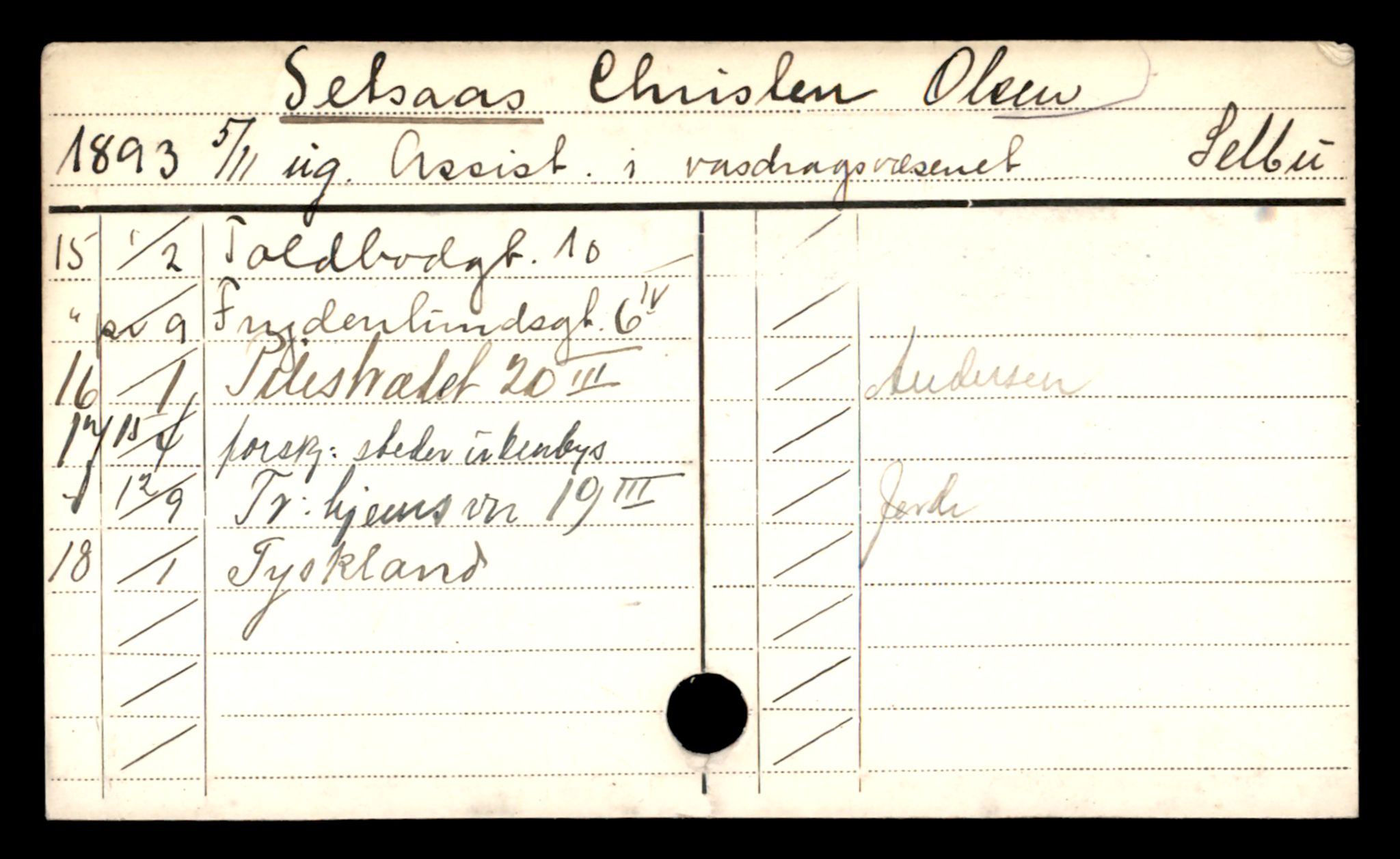 Oslo folkeregister, Registerkort, SAO/A-11715/D/Da/L0084: Menn: Setsaas Olsen - Skau Hjalmar, 1906-1919
