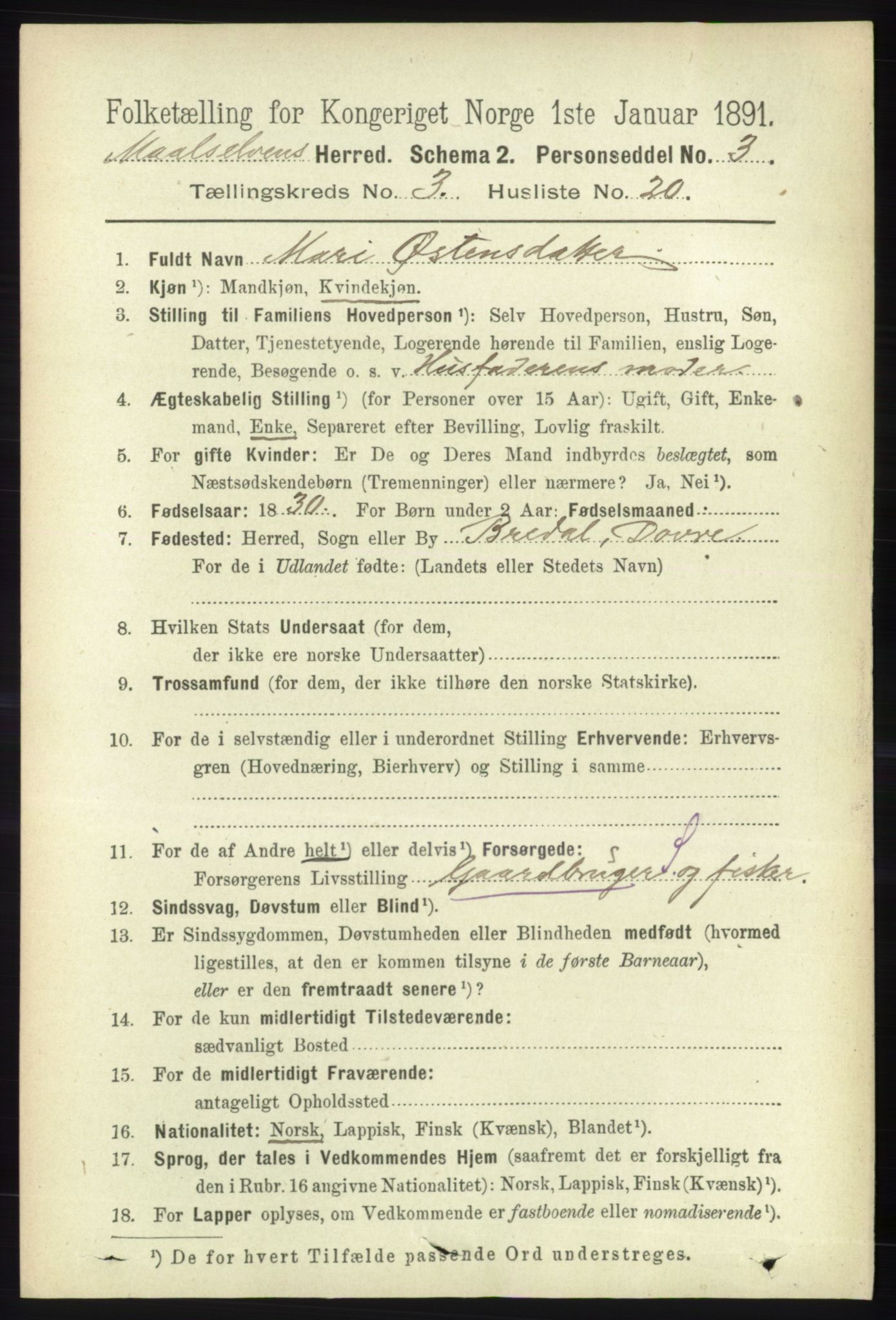 RA, 1891 census for 1924 Målselv, 1891, p. 732