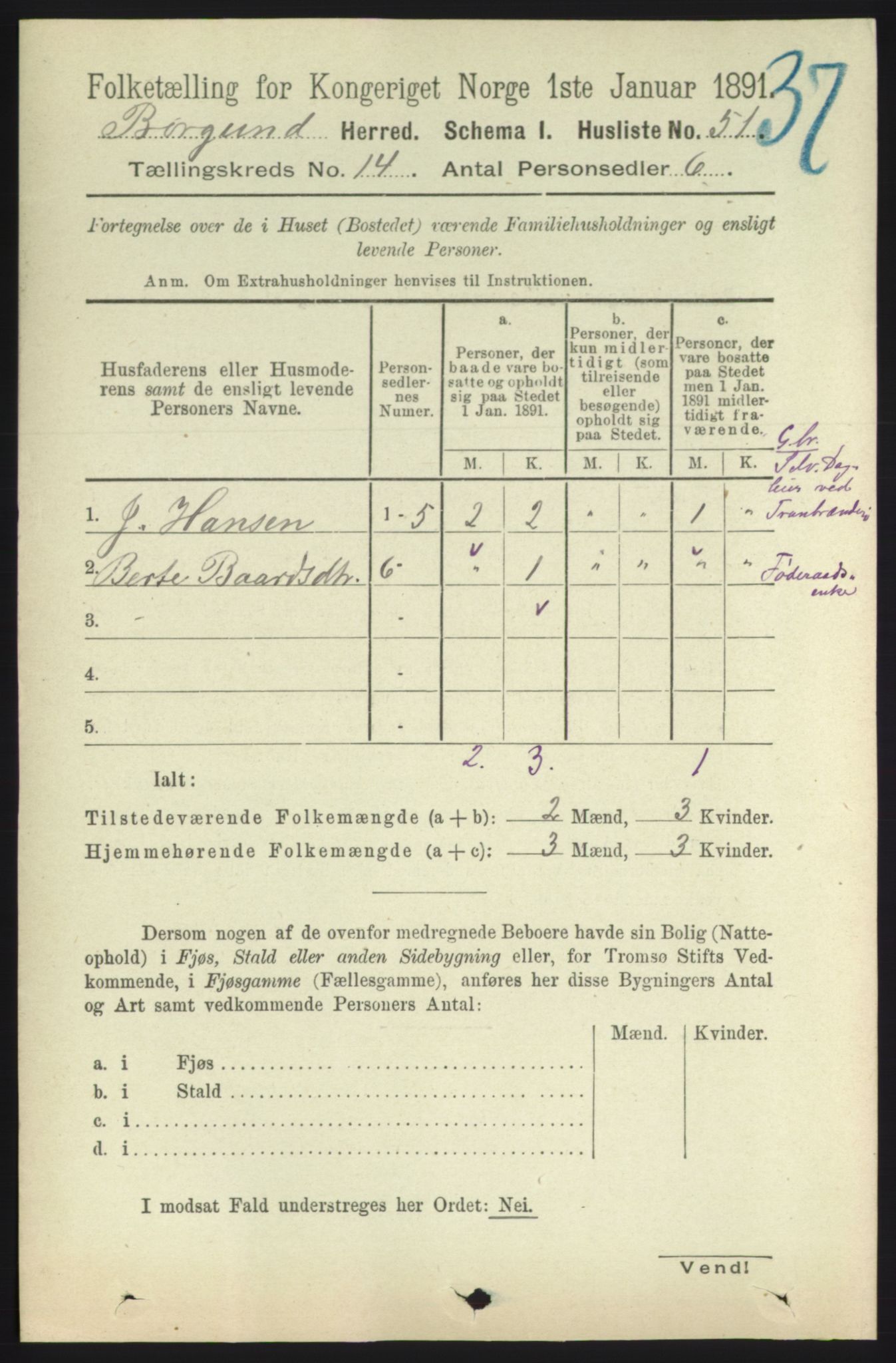 RA, 1891 census for 1531 Borgund, 1891, p. 4072