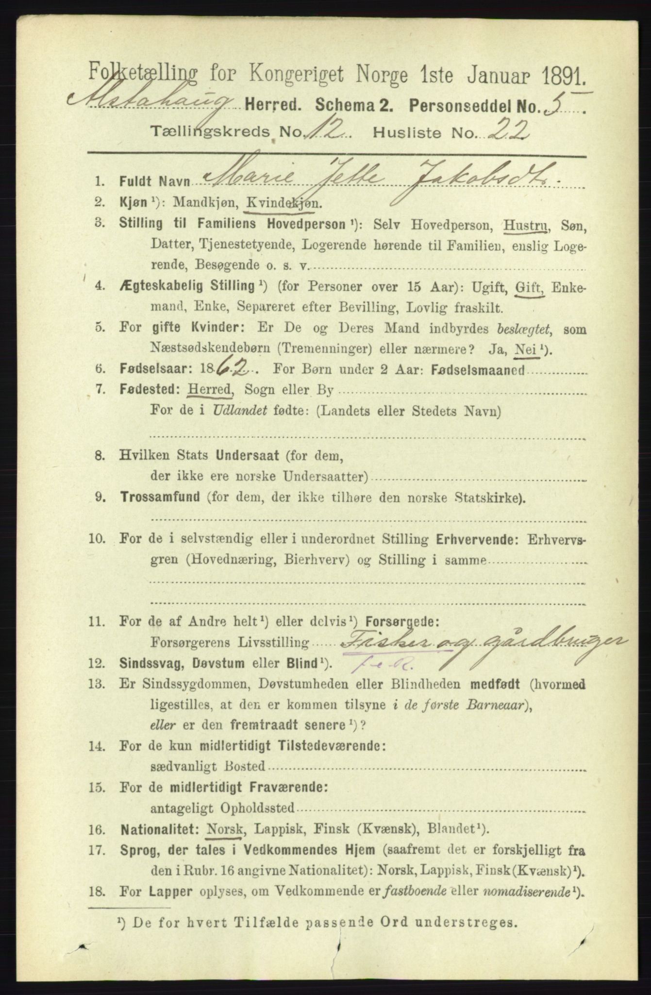 RA, 1891 census for 1820 Alstahaug, 1891, p. 4410