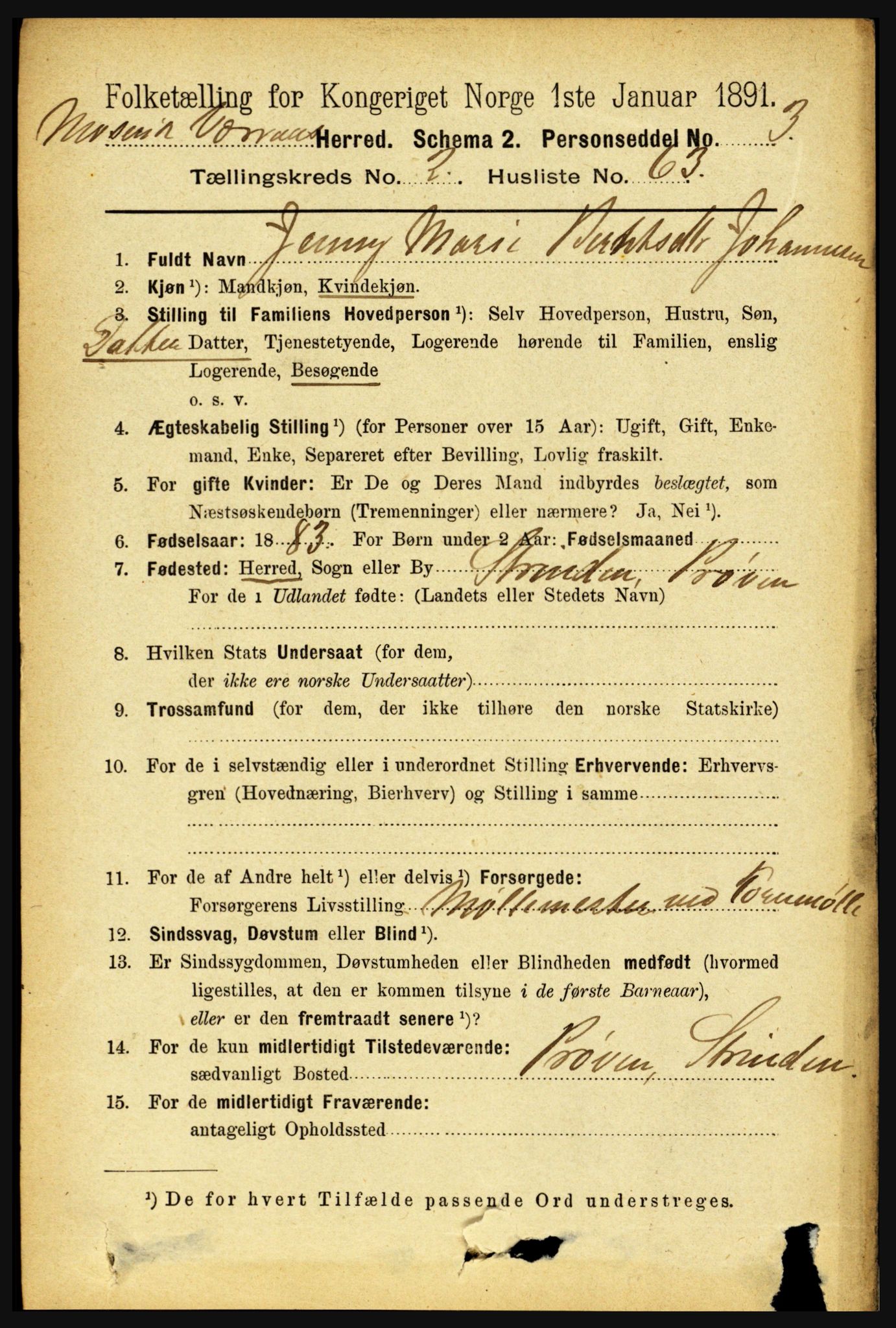 RA, 1891 census for 1723 Mosvik og Verran, 1891, p. 870