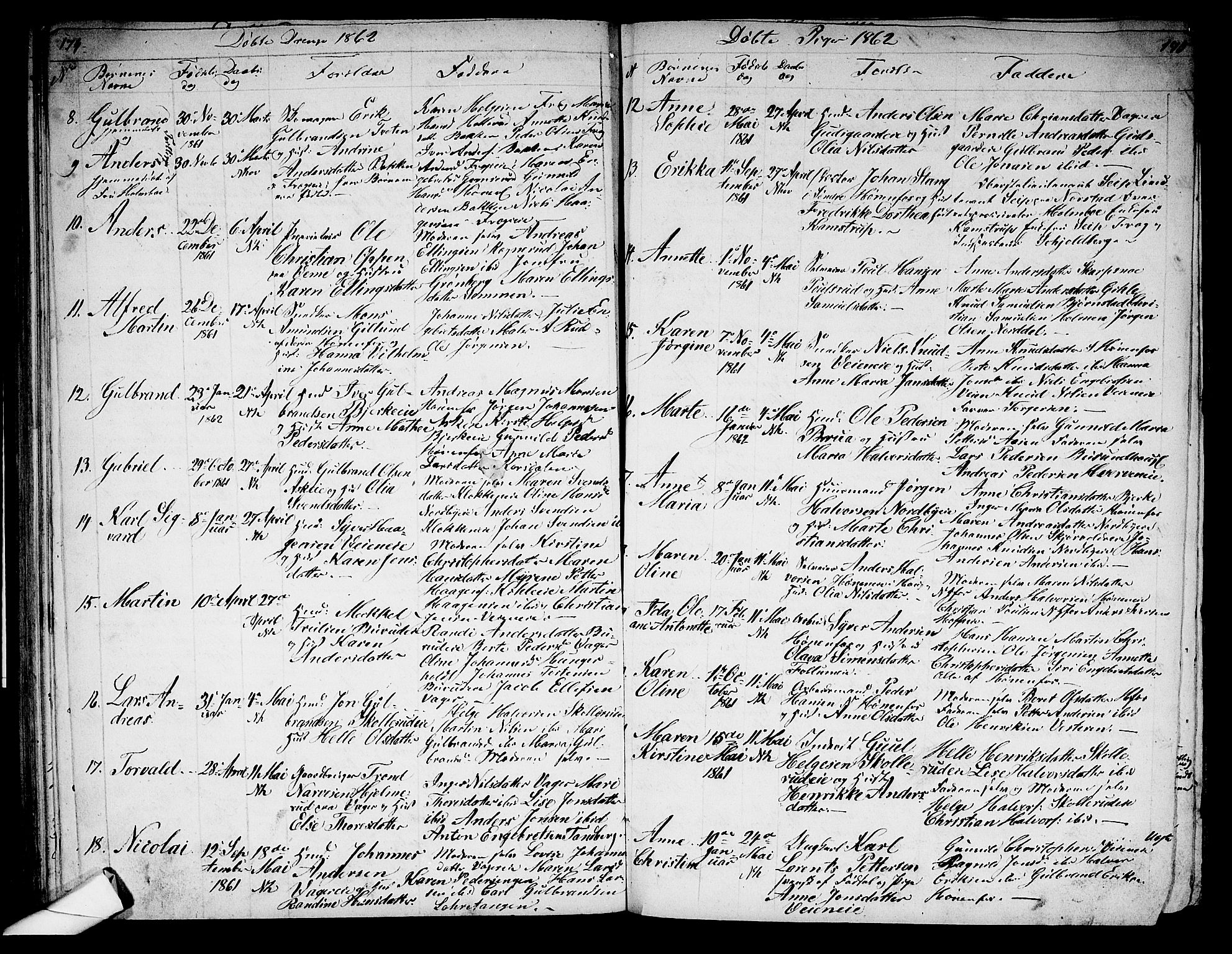 Norderhov kirkebøker, AV/SAKO-A-237/G/Ga/L0005: Parish register (copy) no. I 5, 1849-1863, p. 174-175