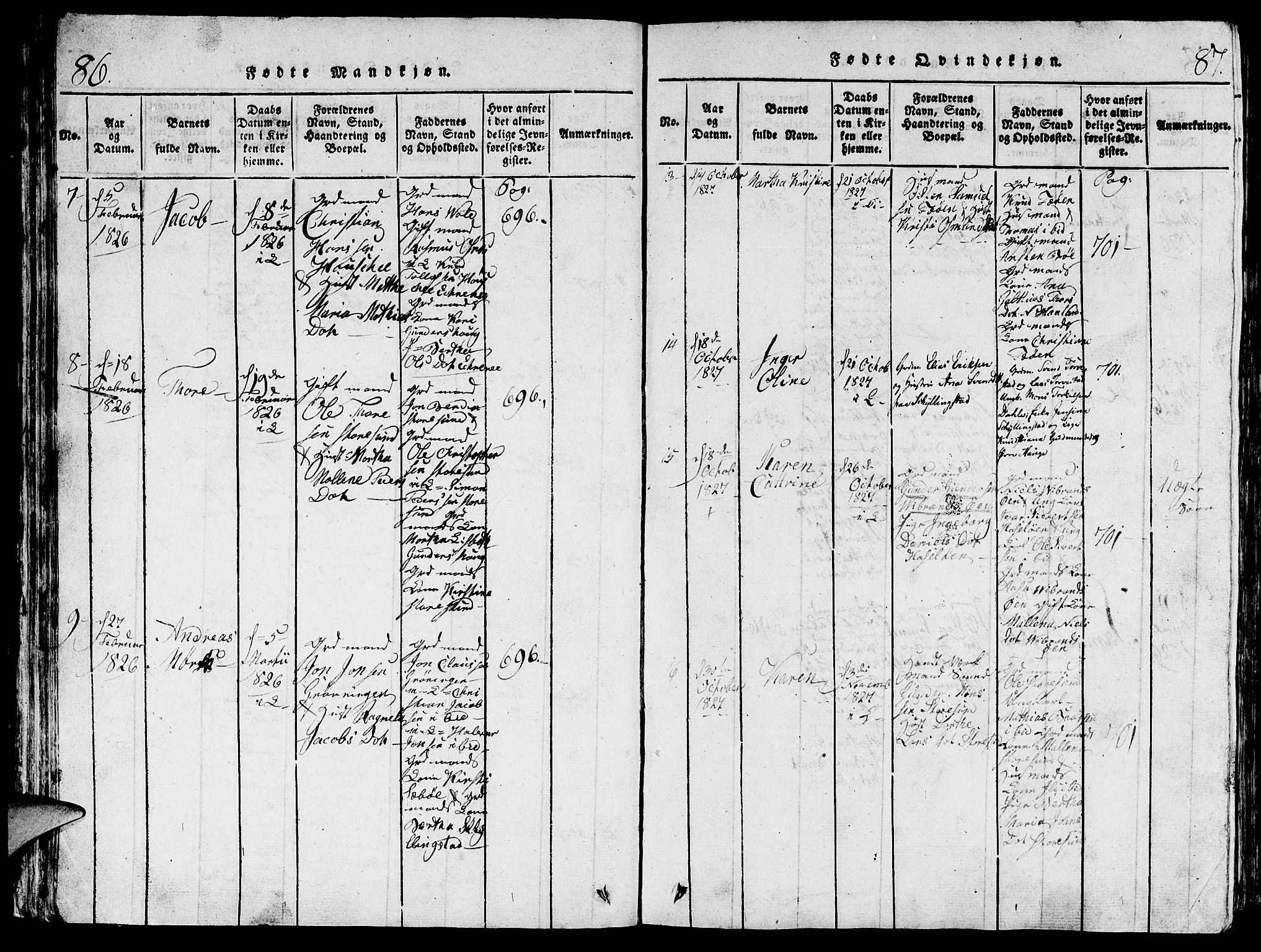 Torvastad sokneprestkontor, AV/SAST-A -101857/H/Ha/Hab/L0001: Parish register (copy) no. B 1 /1, 1817-1835, p. 86-87